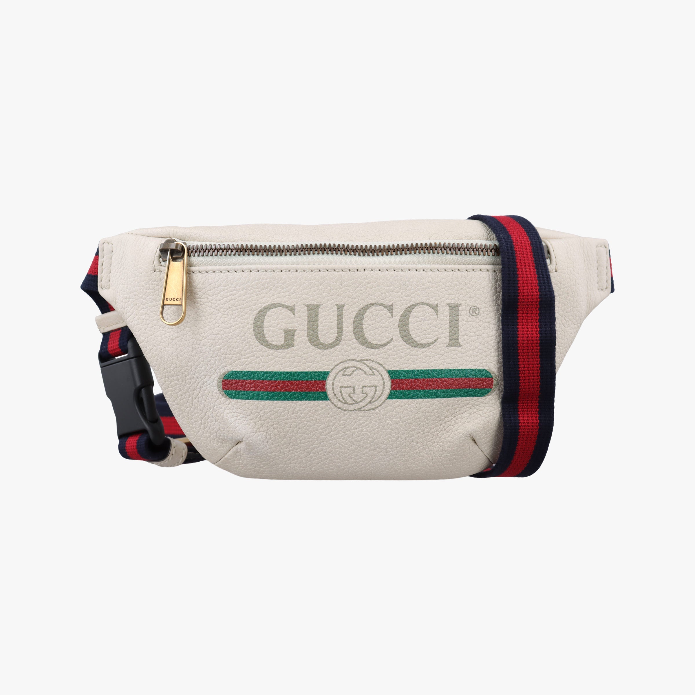 Pre-owned Gucci Gucci Print White Leather 527792 bum bag/waist bag | stylenewstar