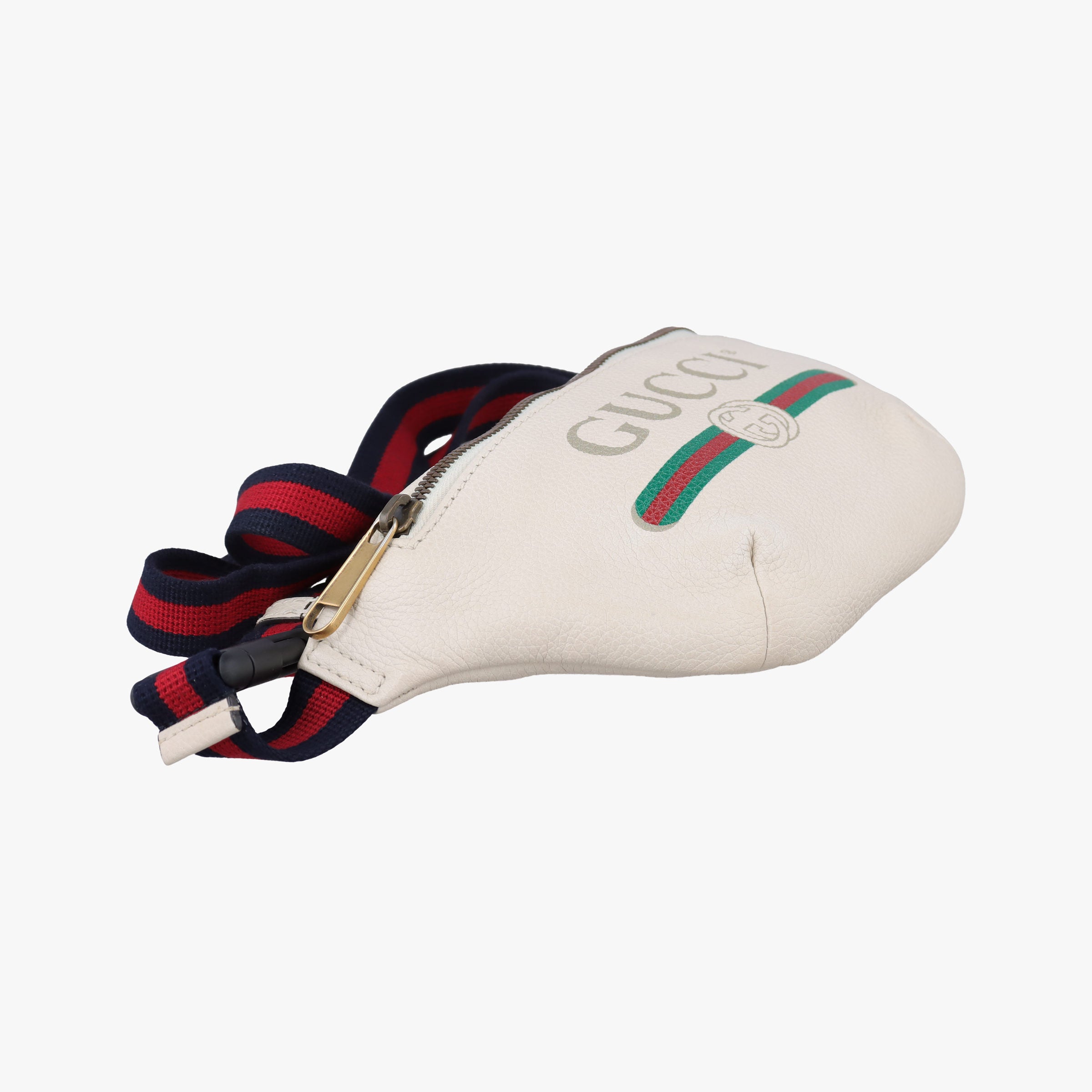 Pre-owned Gucci Gucci Print White Leather 527792 bum bag/waist bag | stylenewstar