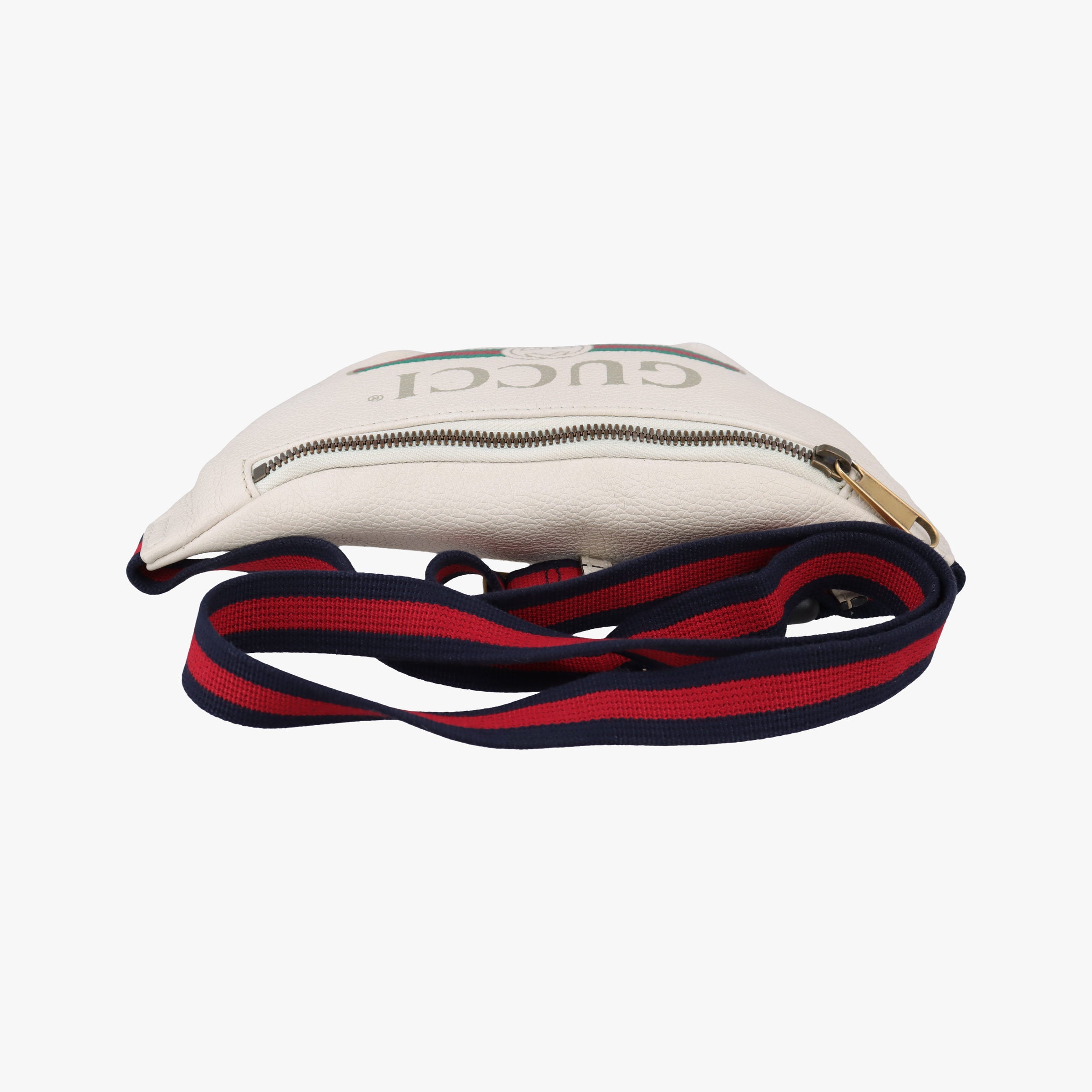 Pre-owned Gucci Gucci Print White Leather 527792 bum bag/waist bag | stylenewstar