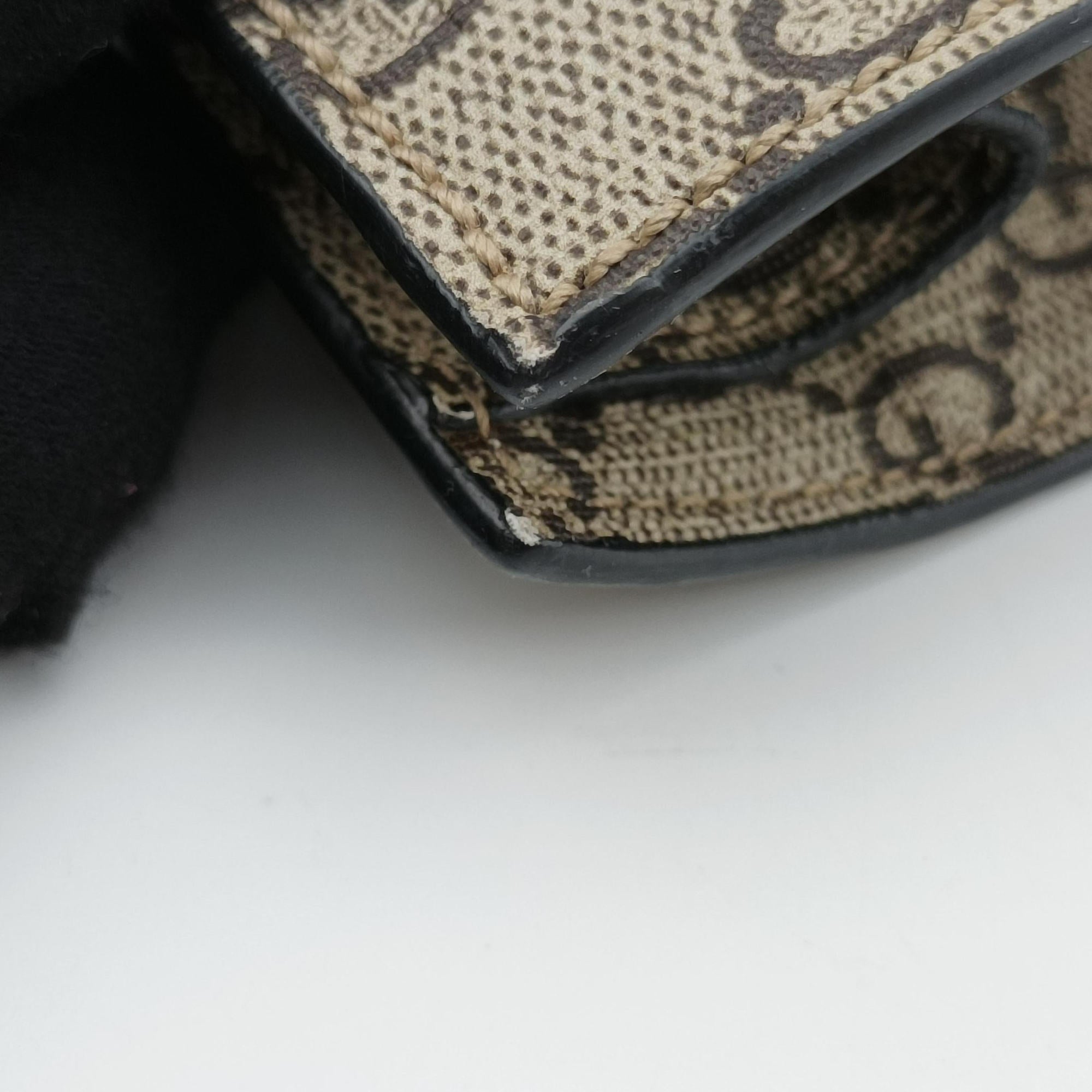 Pre-owned Gucci GG Supreme Wolf Print beige×Multicolour PVC coated canvasｘLeather 450950 shoulderbag | stylenewstar