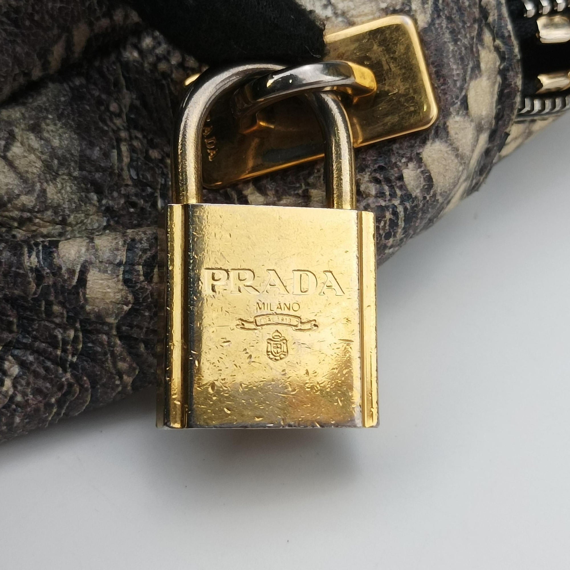 Pre-owned Prada Talco Lace Print Multicolour Leather  handbag | stylenewstar