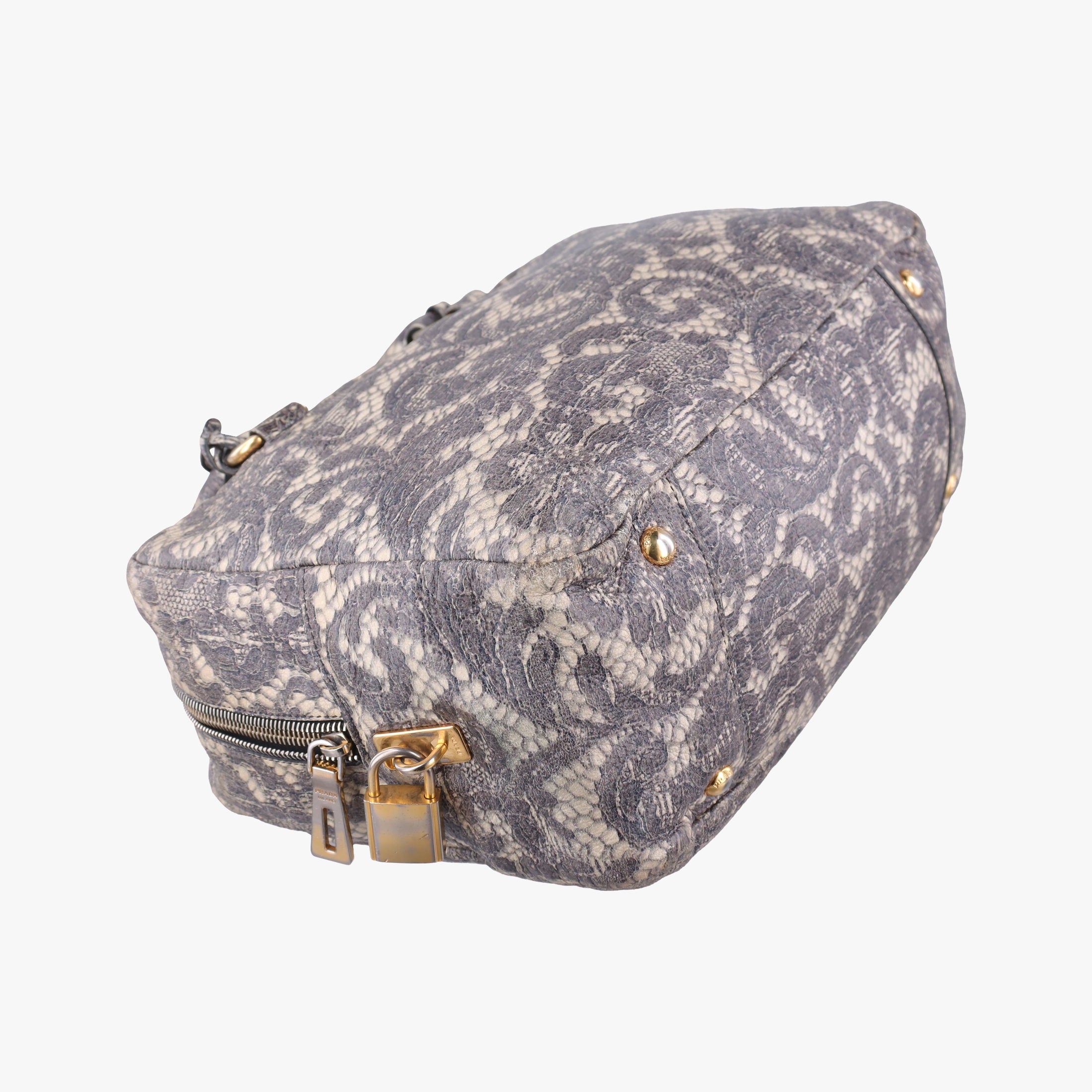 Pre-owned Prada Talco Lace Print Multicolour Leather  handbag | stylenewstar
