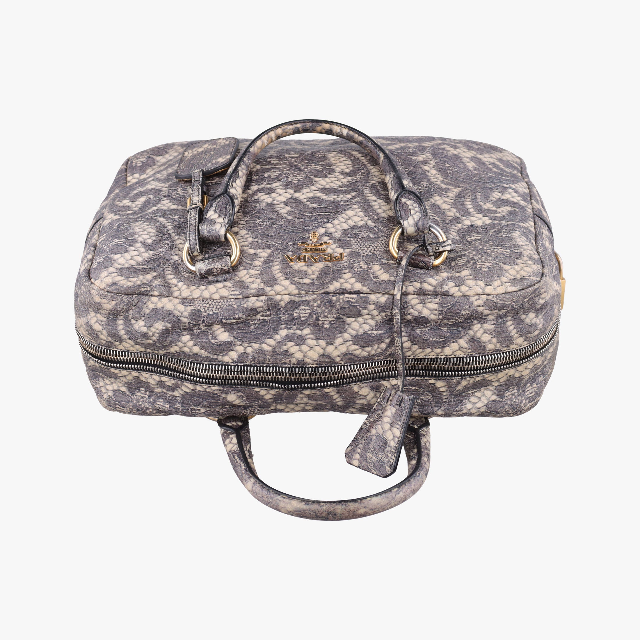 Pre-owned Prada Talco Lace Print Multicolour Leather  handbag | stylenewstar