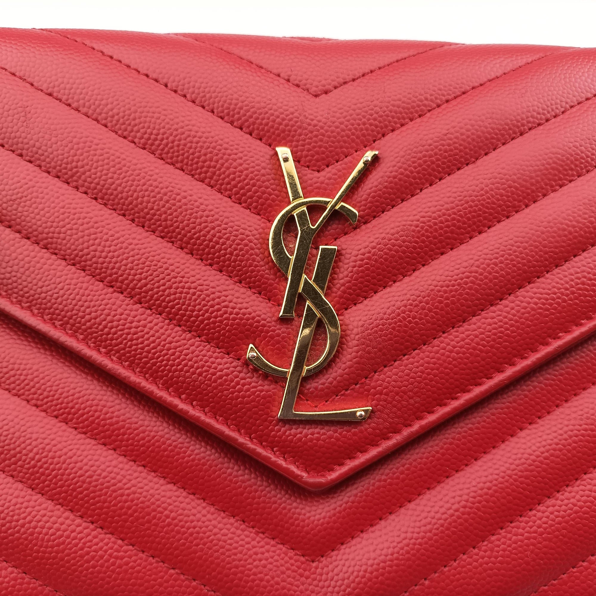 Vintage Yves Saint Laurent Cassandre Red Caviar Leather 377828 shoulderbag | stylenewstar