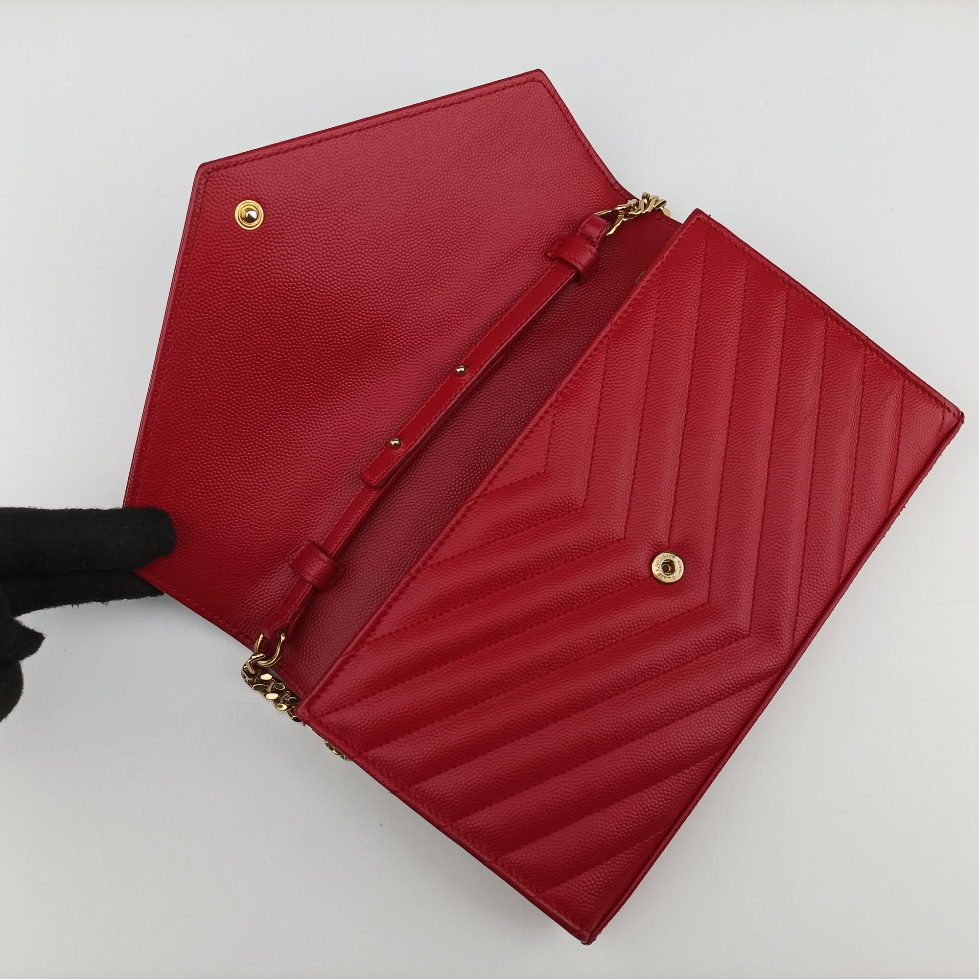 Vintage Yves Saint Laurent Cassandre Red Caviar Leather 377828 shoulderbag | stylenewstar