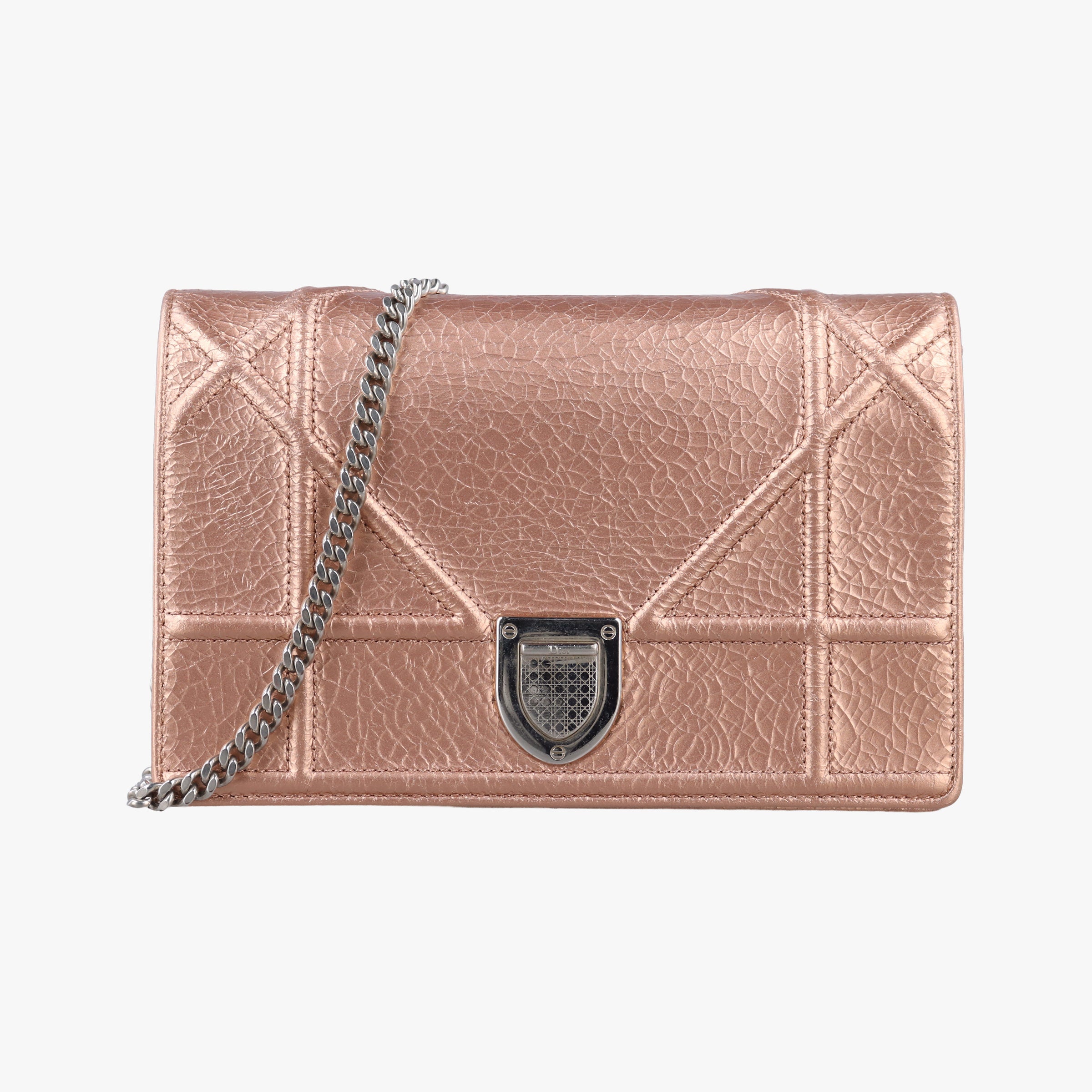 Pre-owned Christian Dior Diorama Golden Leather  shoulderbag | stylenewstar