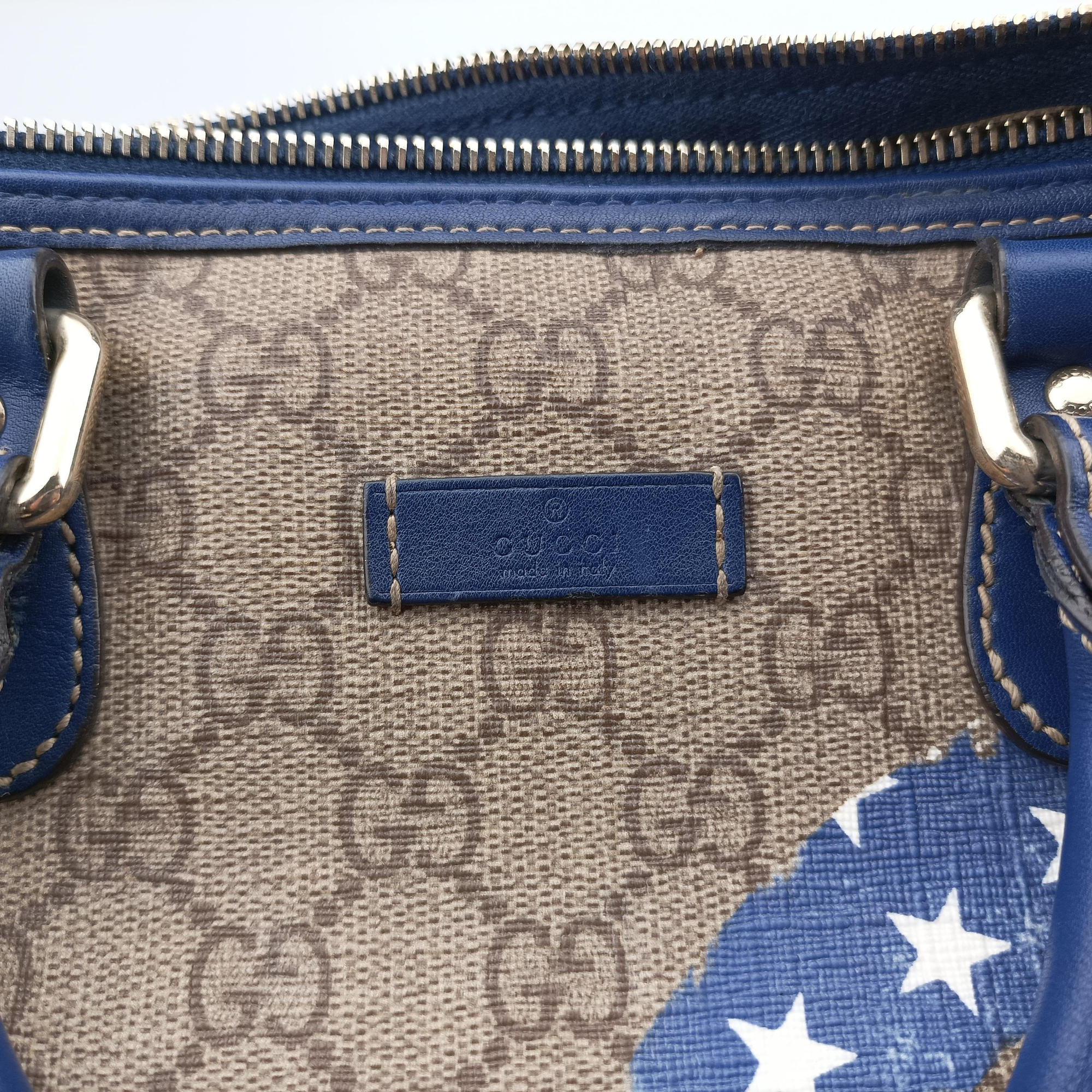 Secondhand Gucci American Flag GG Supreme Multicolour PVC coated canvas 195451 shoulderbag | stylenewstar