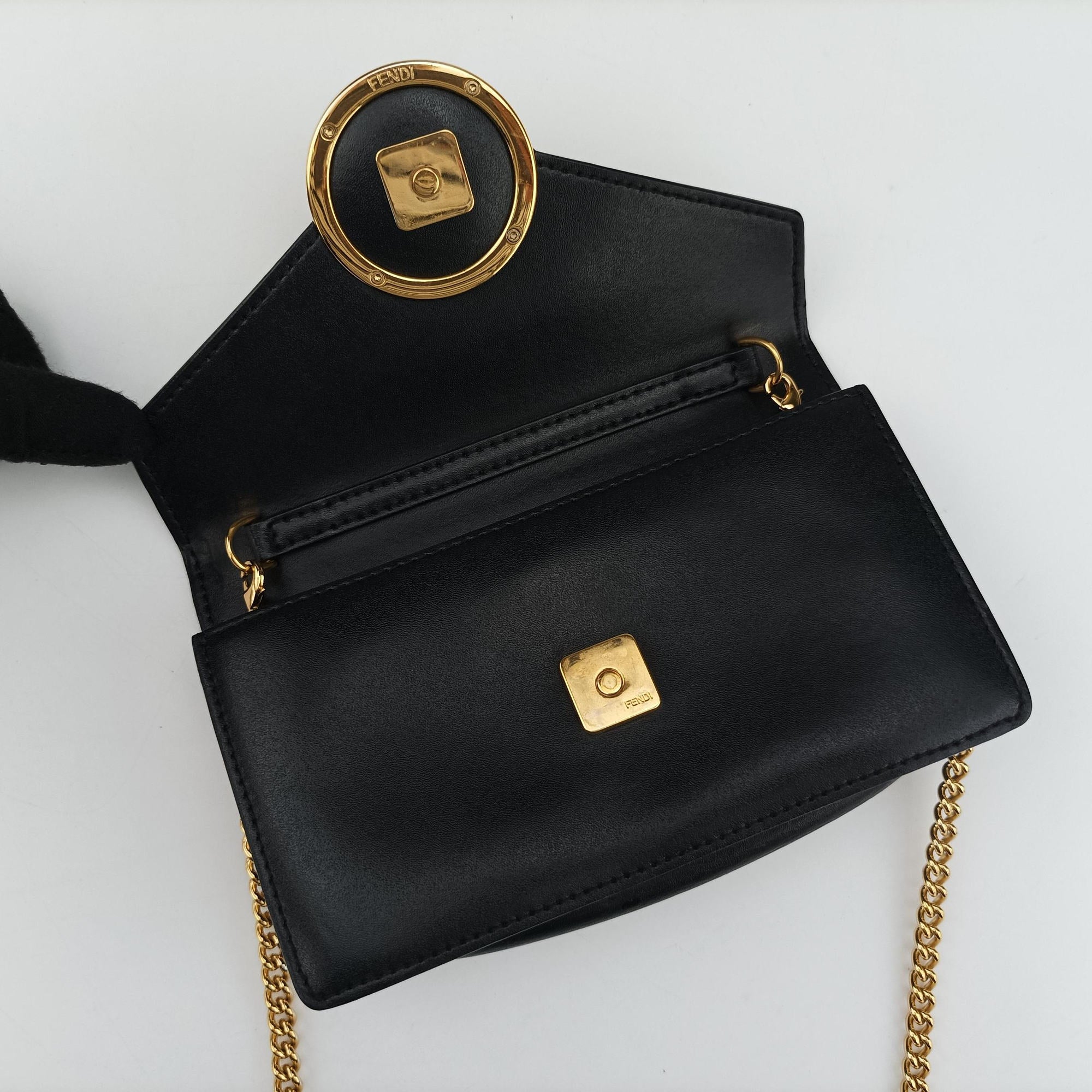 Vintage Fendi F is Black Leather 8BM005 shoulderbag | stylenewstar