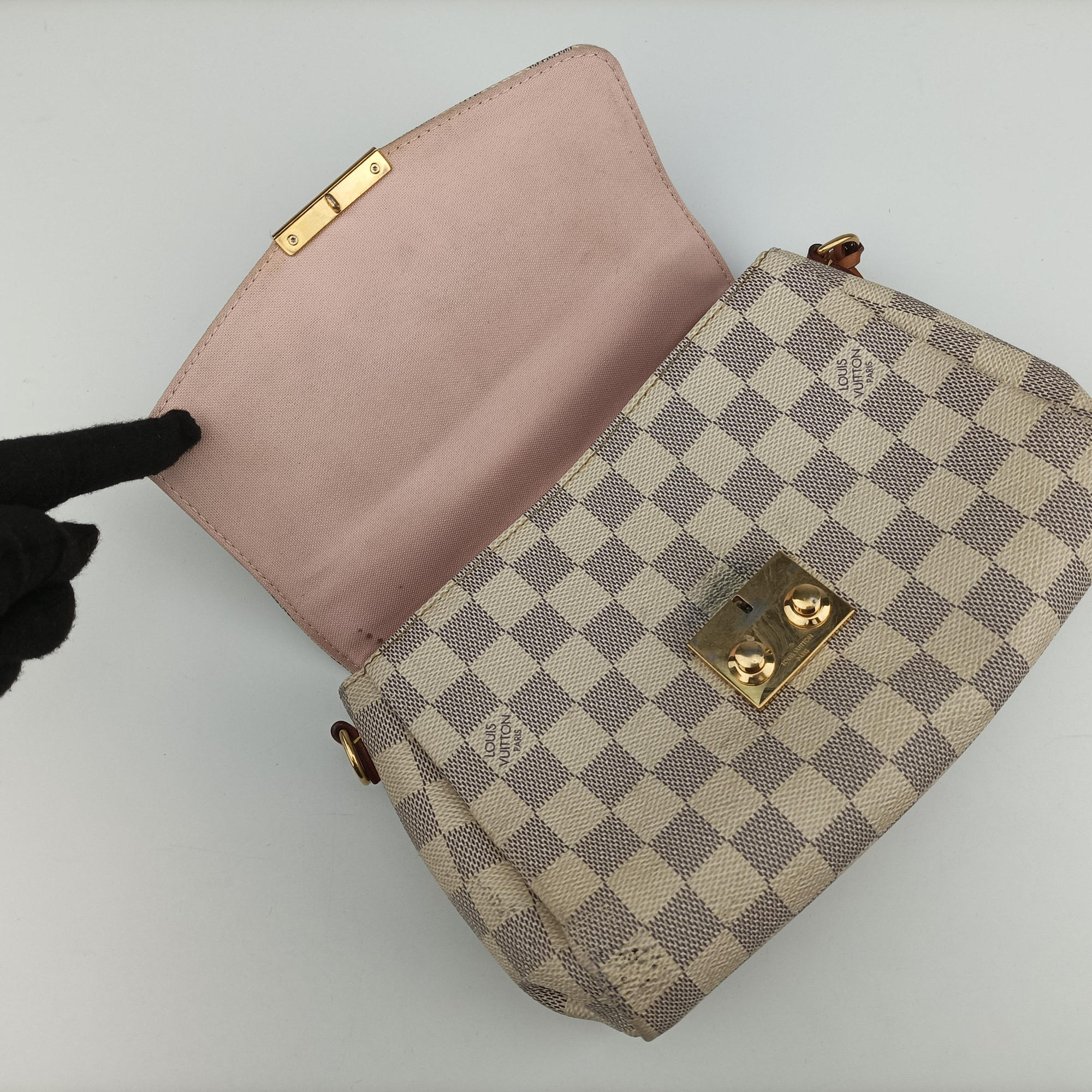 Secondhand Louis Vuitton CROISETTE Azur Damier Canvas N41581 shoulderbag | stylenewstar