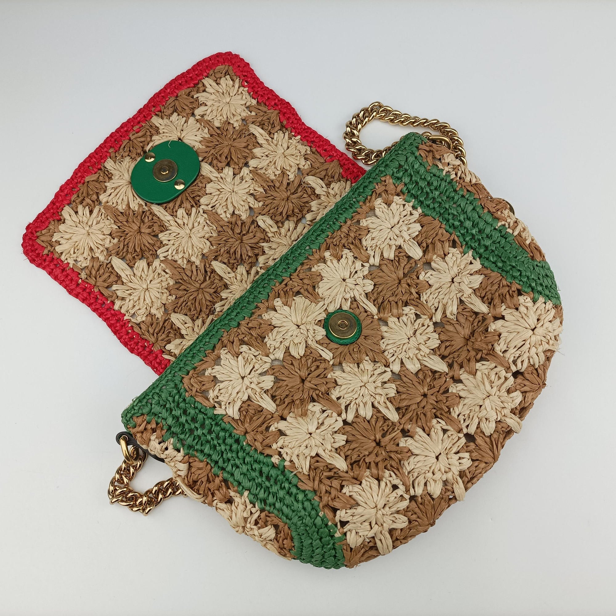 Pre-owned Gucci GG Marmont Beige×Multicolour straw 574433 shoulderbag | stylenewstar