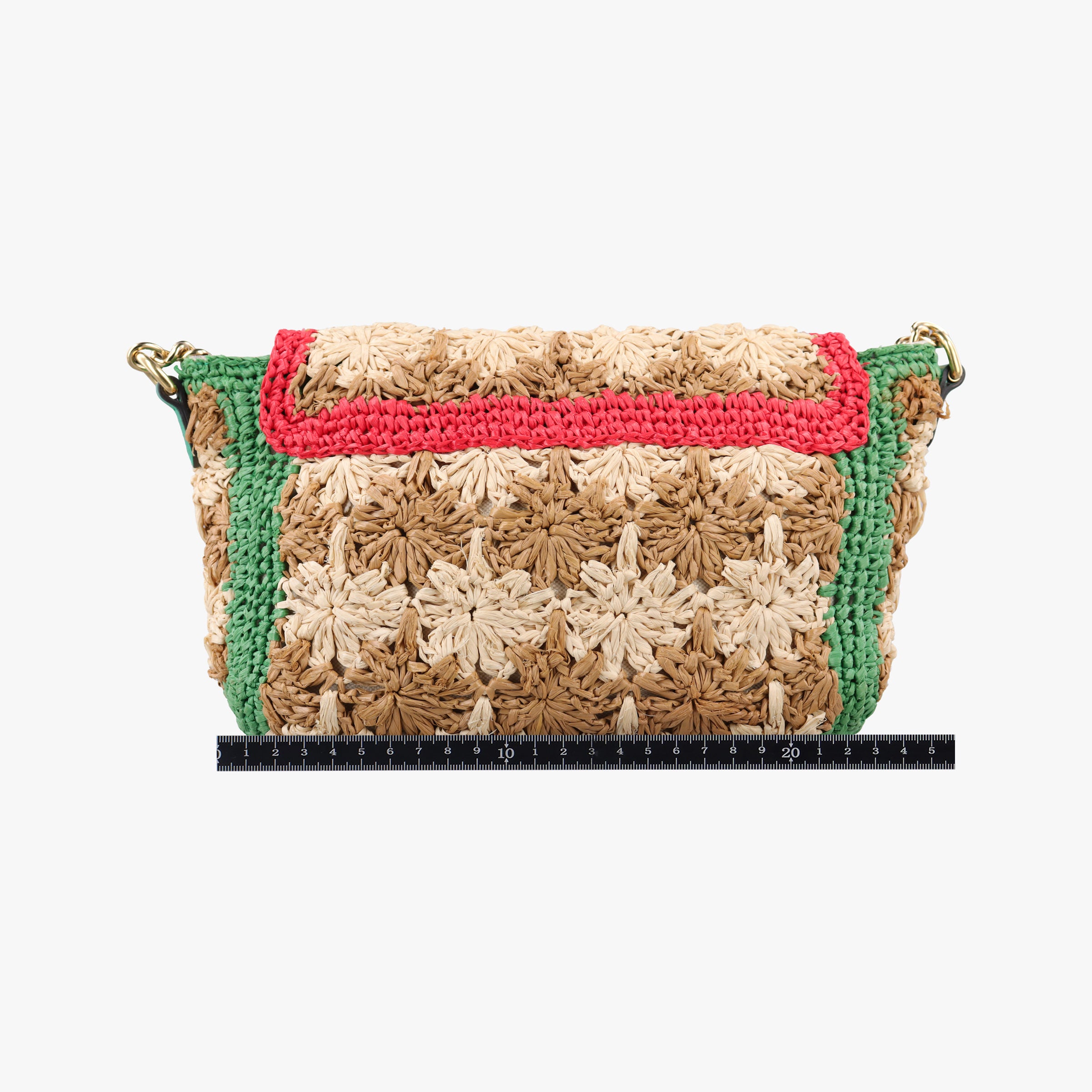 Pre-owned Gucci GG Marmont Beige×Multicolour straw 574433 shoulderbag | stylenewstar
