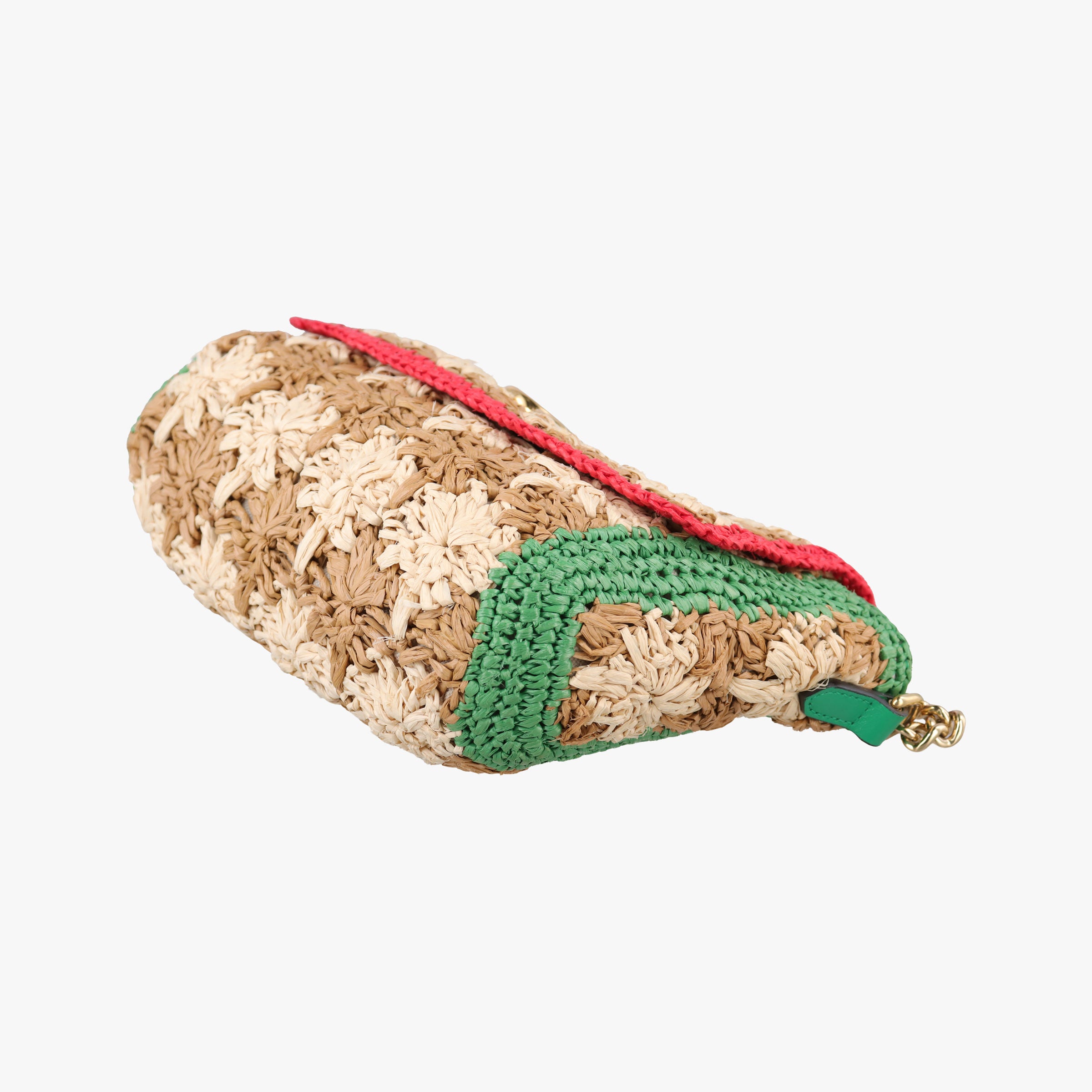 Pre-owned Gucci GG Marmont Beige×Multicolour straw 574433 shoulderbag | stylenewstar