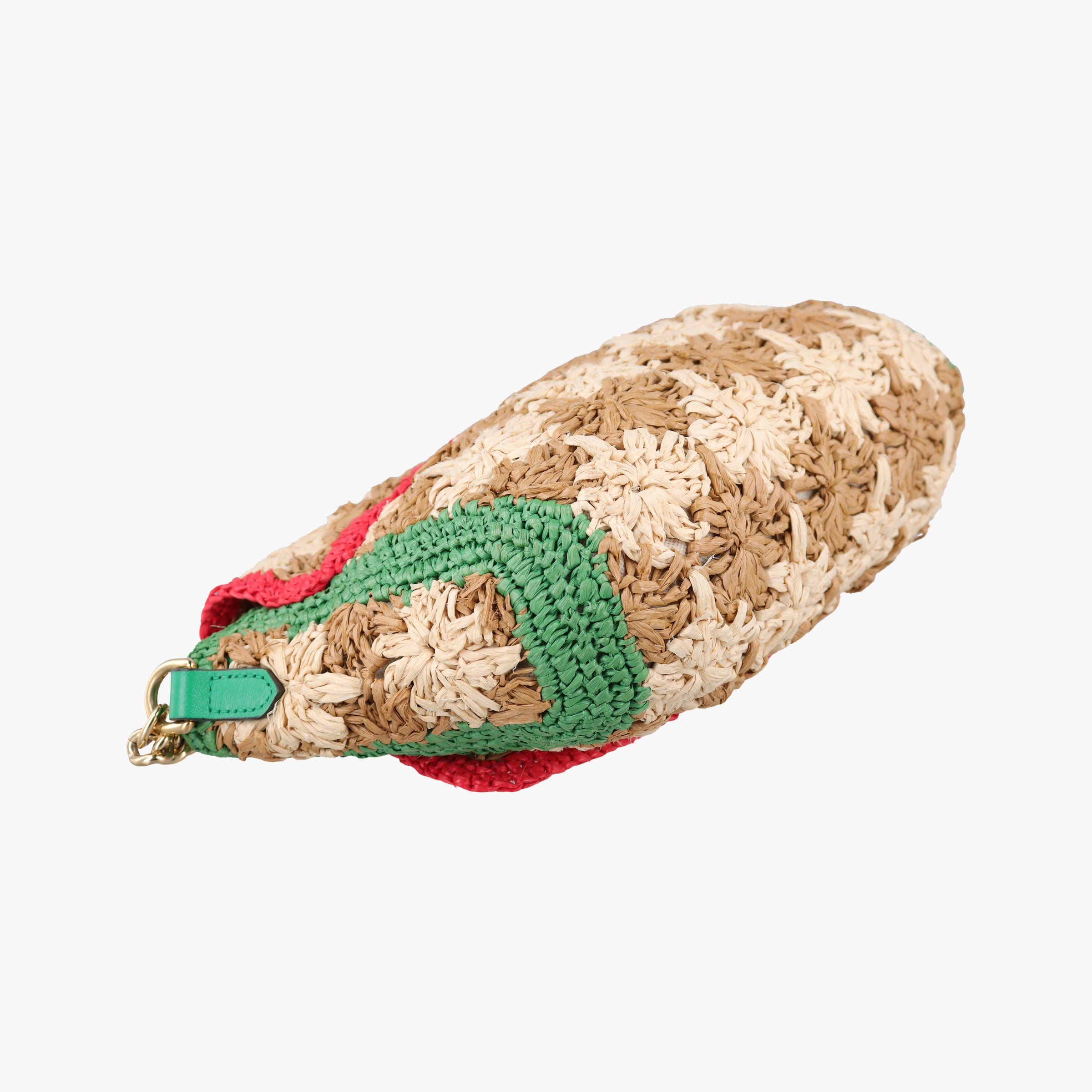 Pre-owned Gucci GG Marmont Beige×Multicolour straw 574433 shoulderbag | stylenewstar