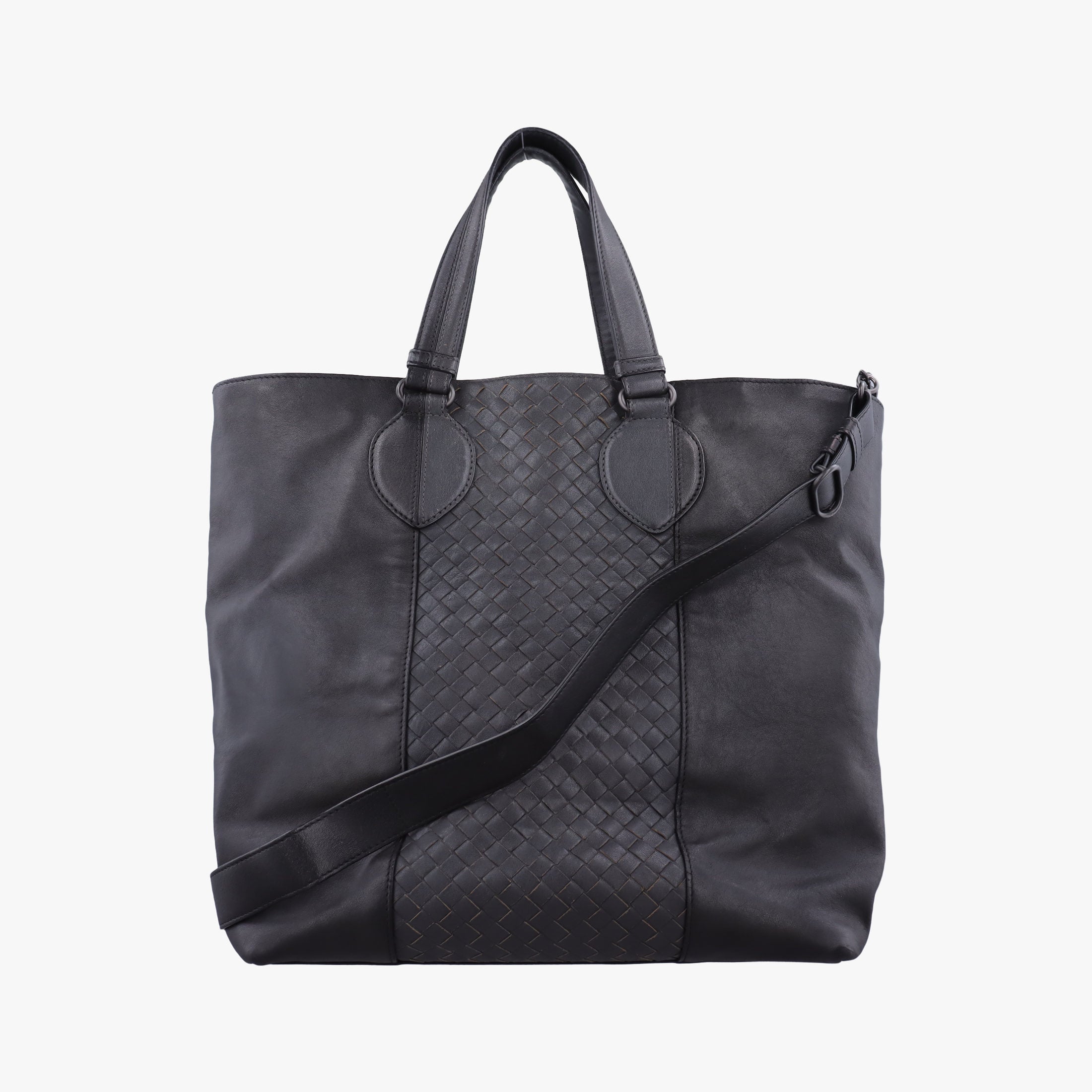 Pre-owned Bottega Veneta Intrecciato Black×Gray Lambskin  shoulderbag | stylenewstar