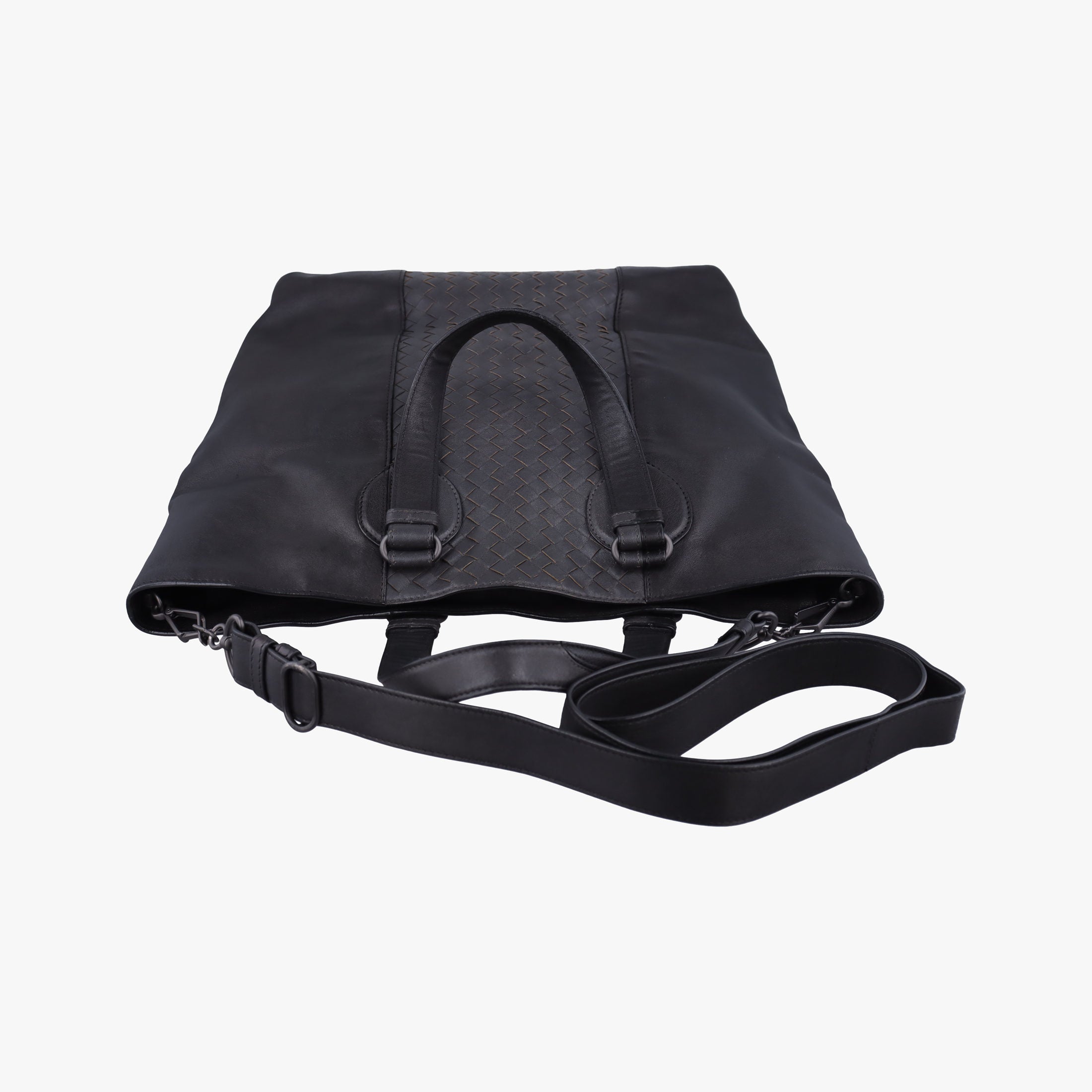 Pre-owned Bottega Veneta Intrecciato Black×Gray Lambskin  shoulderbag | stylenewstar
