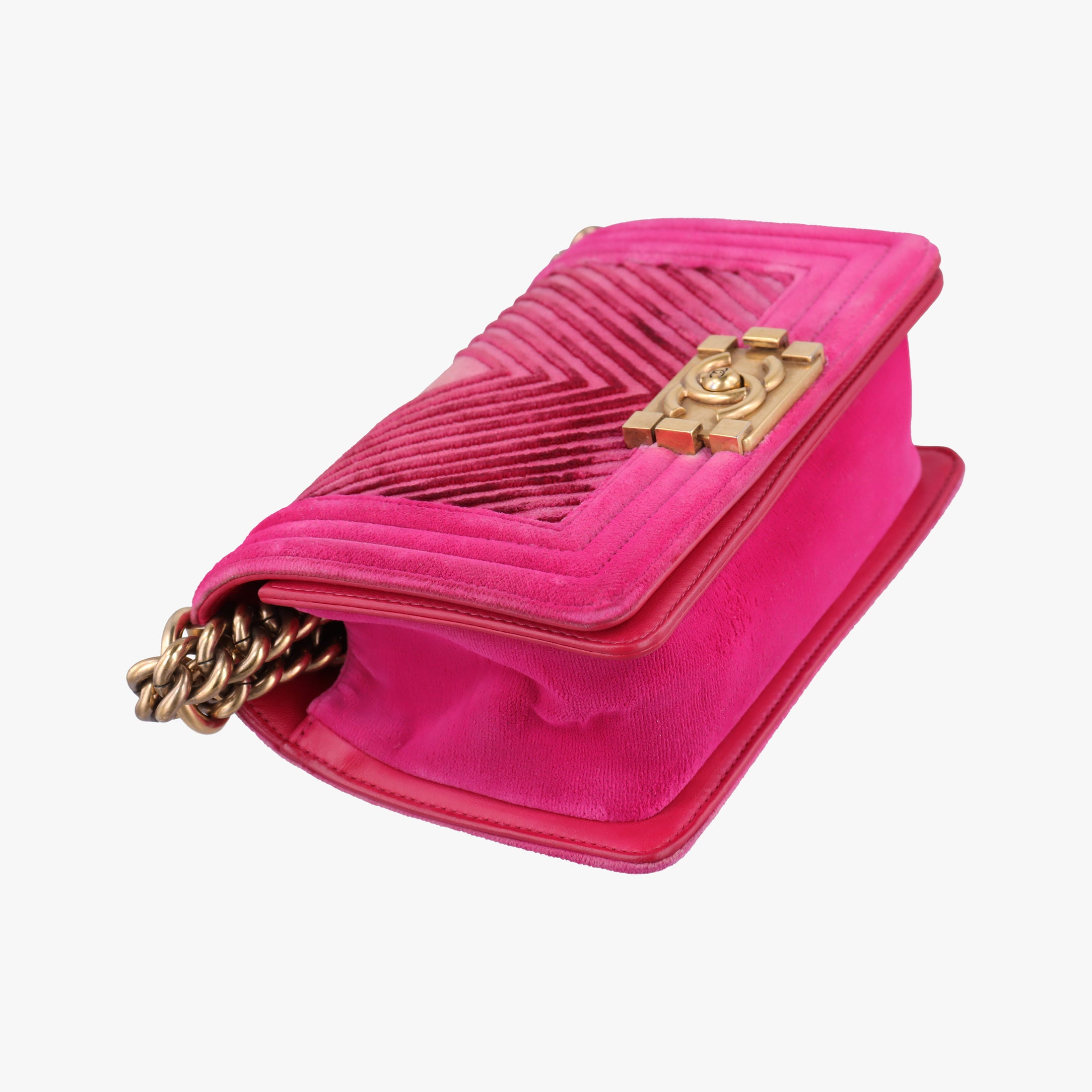 Pre-owned Chanel BOY CHANEL Pink velour A67085 shoulderbag | stylenewstar