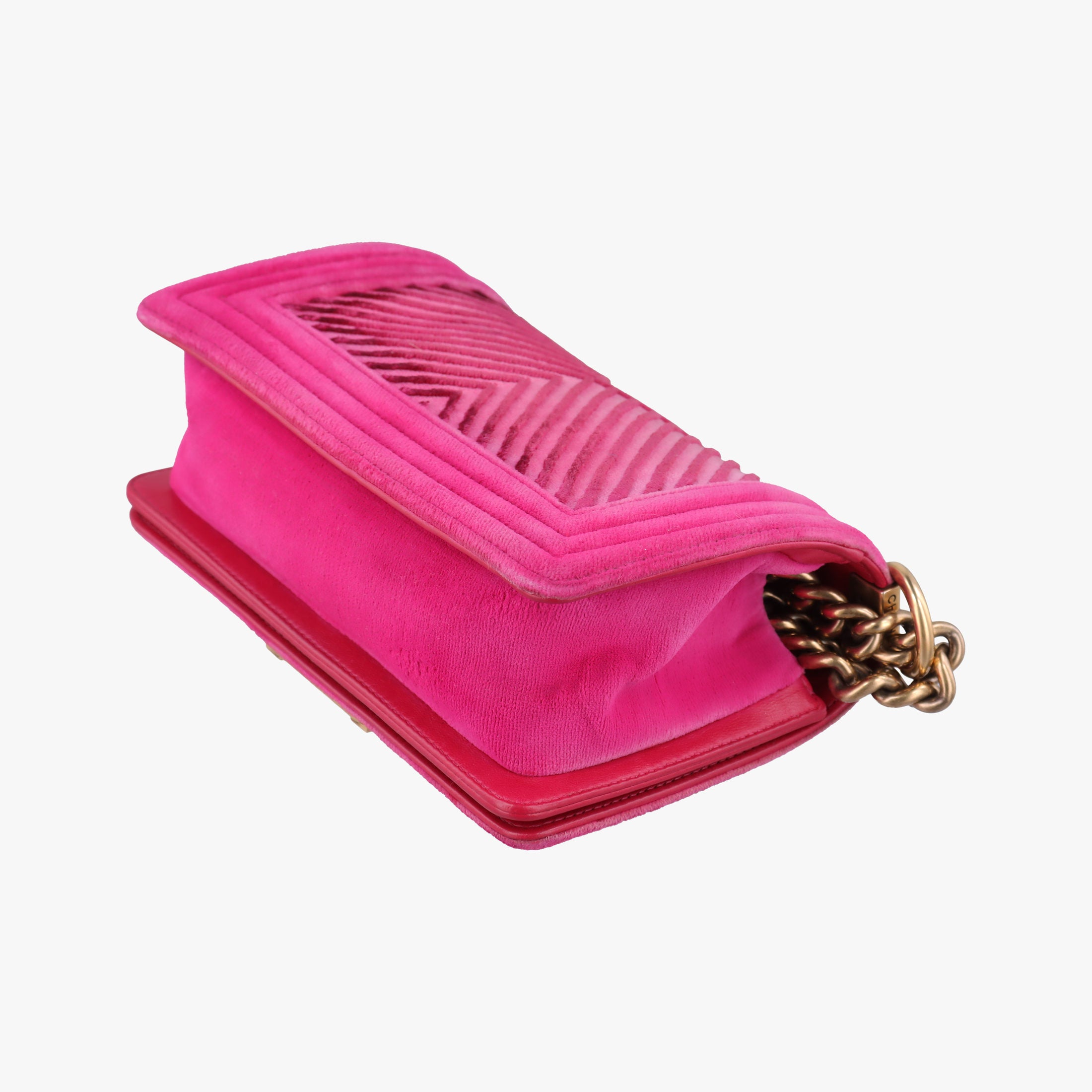 Pre-owned Chanel BOY CHANEL Pink velour A67085 shoulderbag | stylenewstar