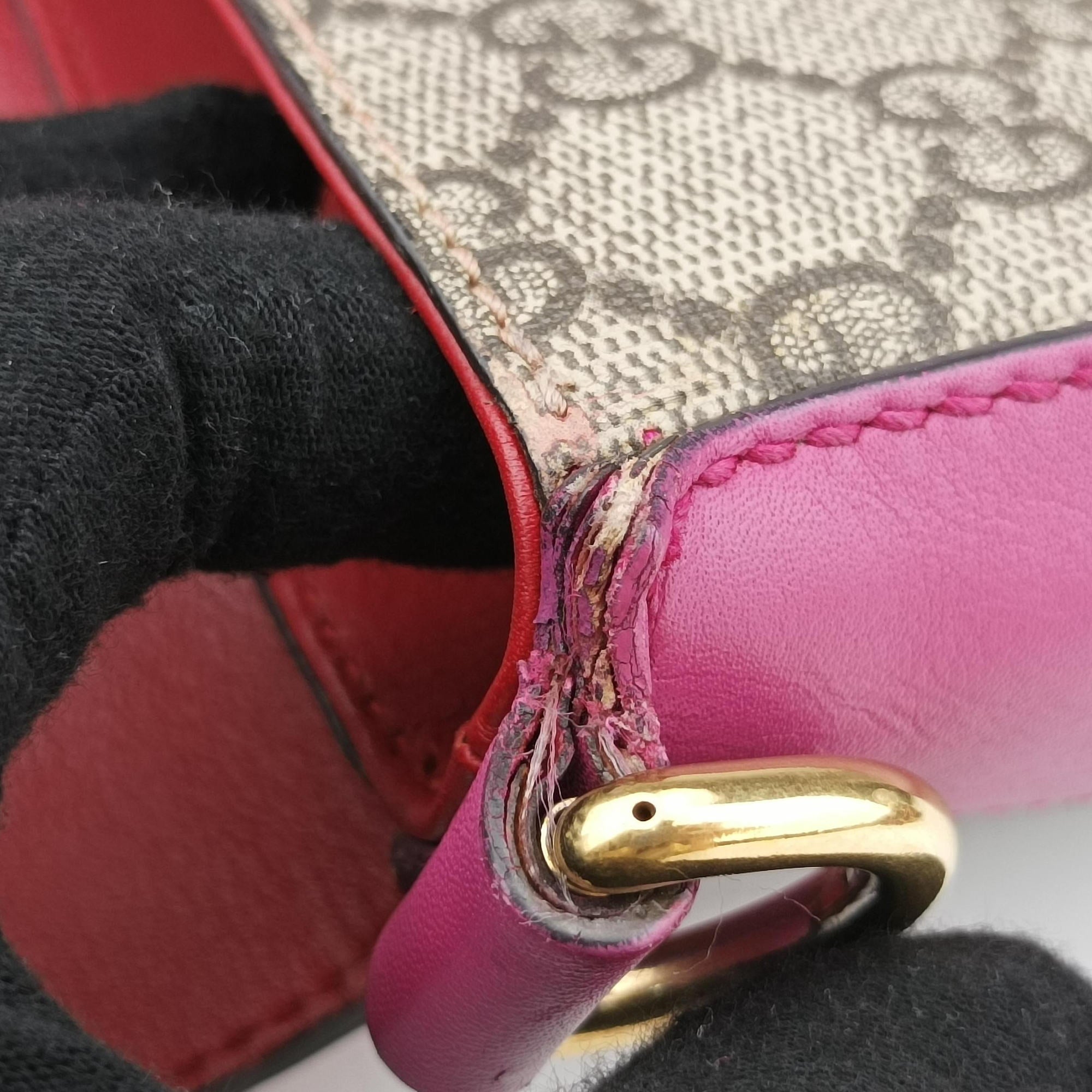 Vintage Gucci GG Supreme Padlock Beige×Red×Multicolour PVC coated canvas×Leather 453189 shoulderbag | stylenewstar