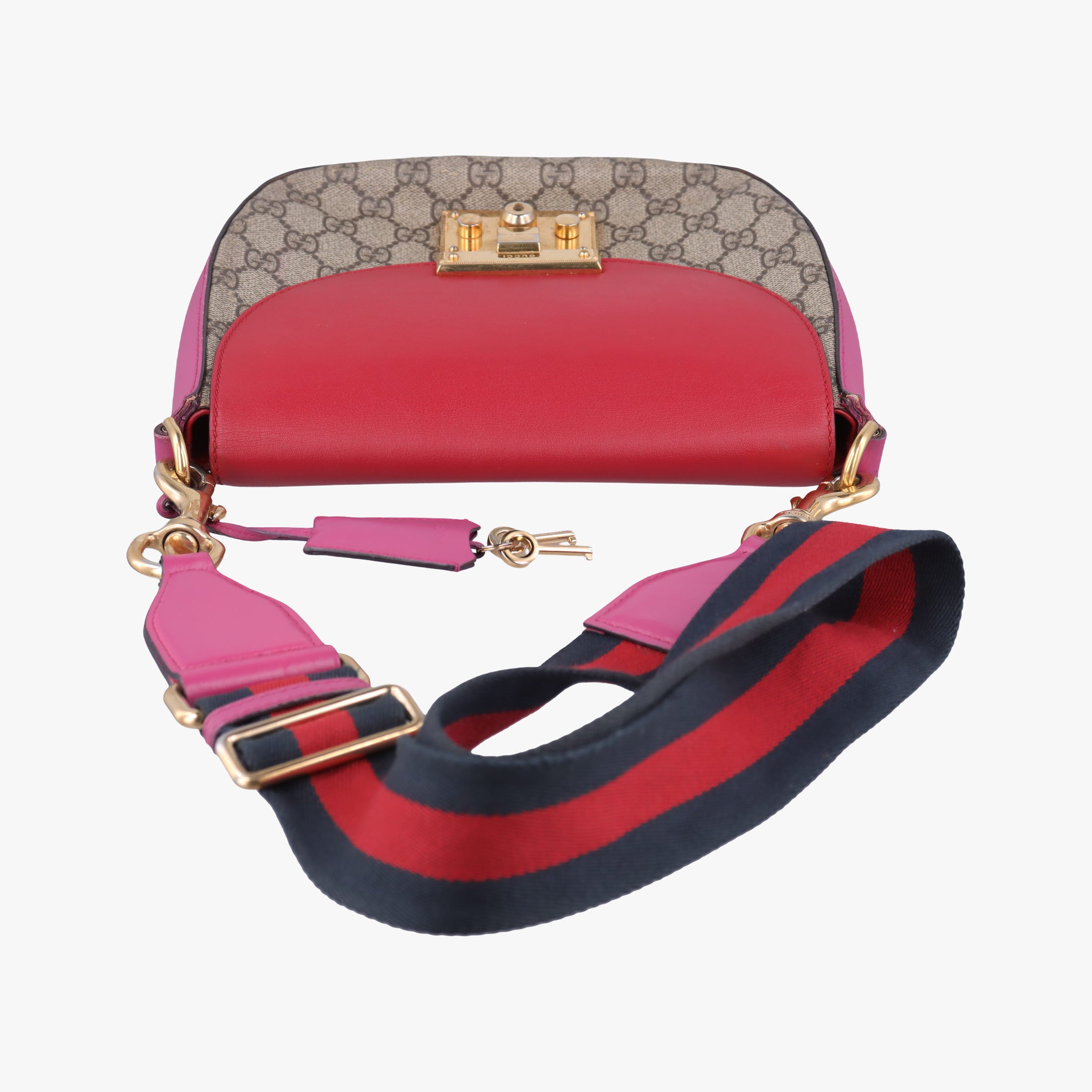 Vintage Gucci GG Supreme Padlock Beige×Red×Multicolour PVC coated canvas×Leather 453189 shoulderbag | stylenewstar