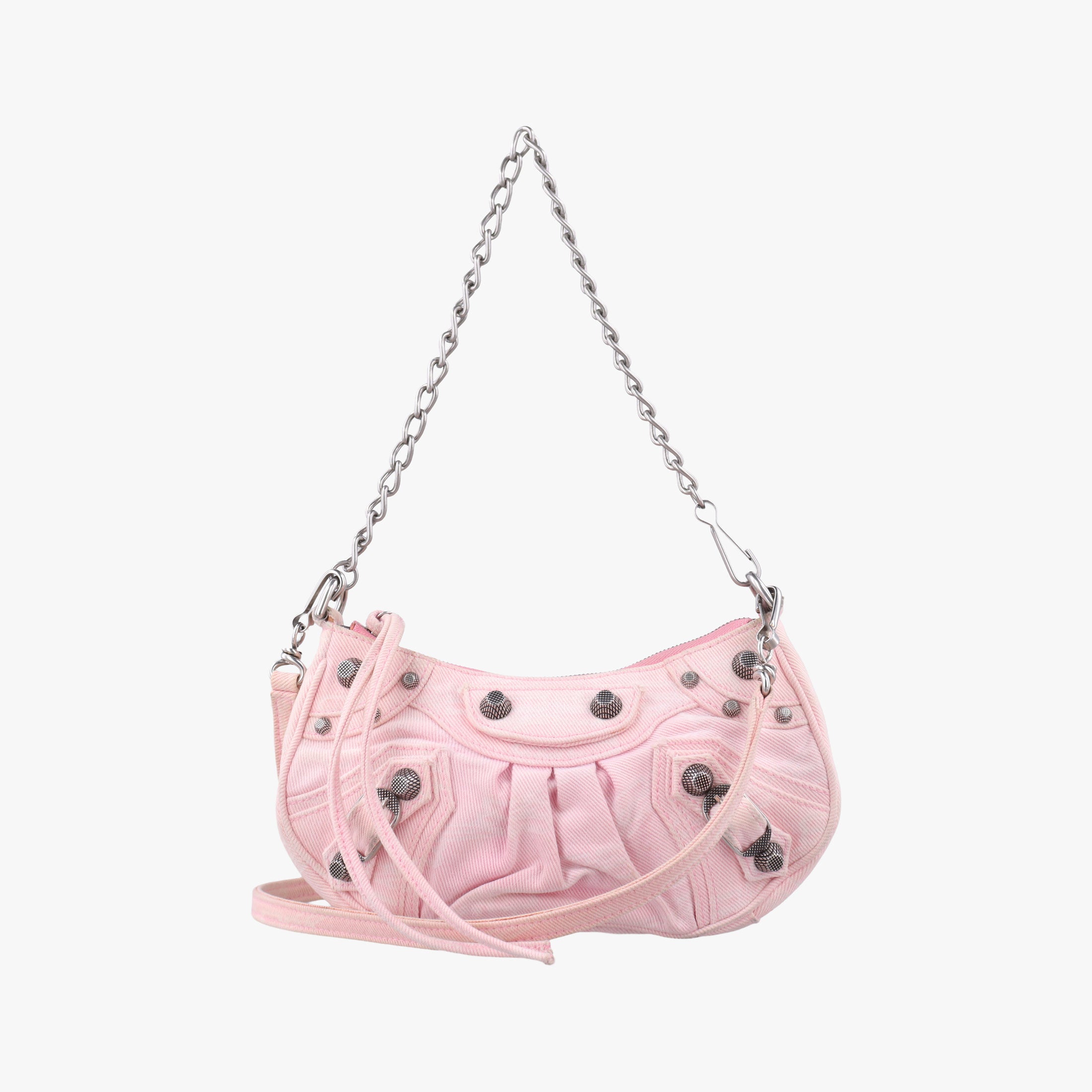 Pre-owned Balenciaga Le Cagole Pink Denim  shoulderbag | stylenewstar