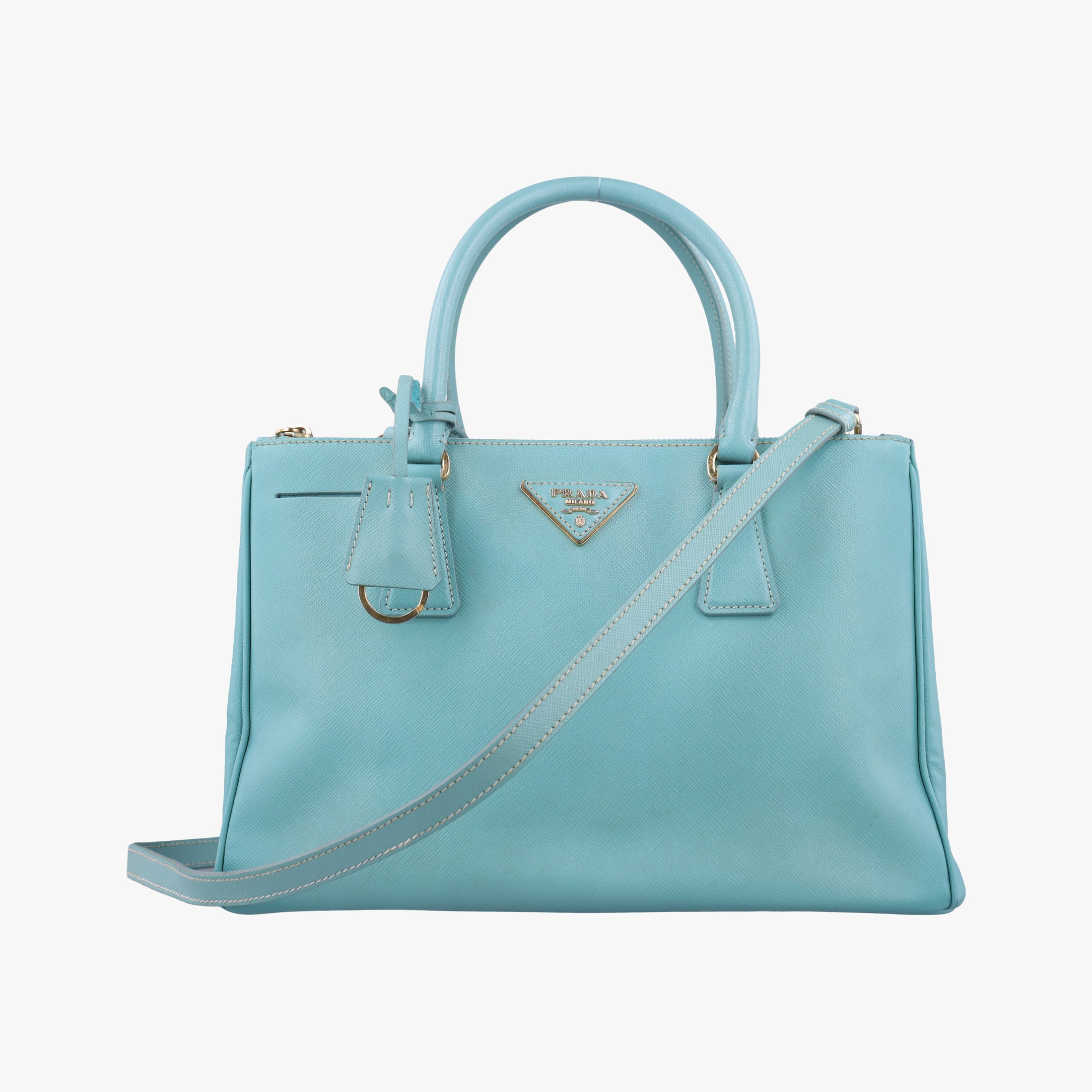 Pre-owned Prada Galleria Blue SAFFIANO Leather BN1801 shoulderbag | stylenewstar