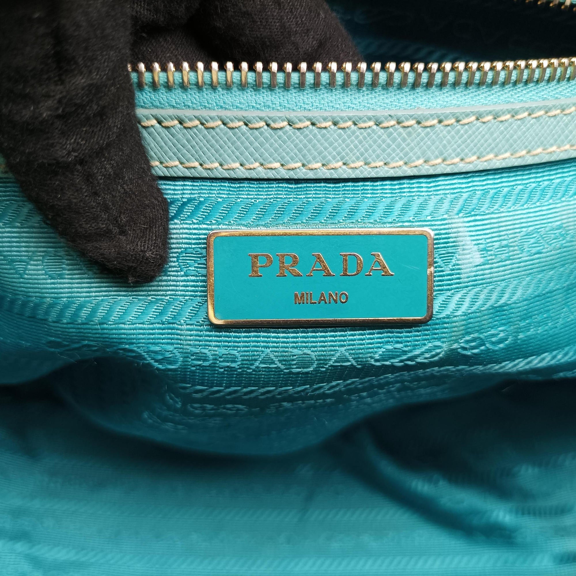 Pre-owned Prada Galleria Blue SAFFIANO Leather BN1801 shoulderbag | stylenewstar