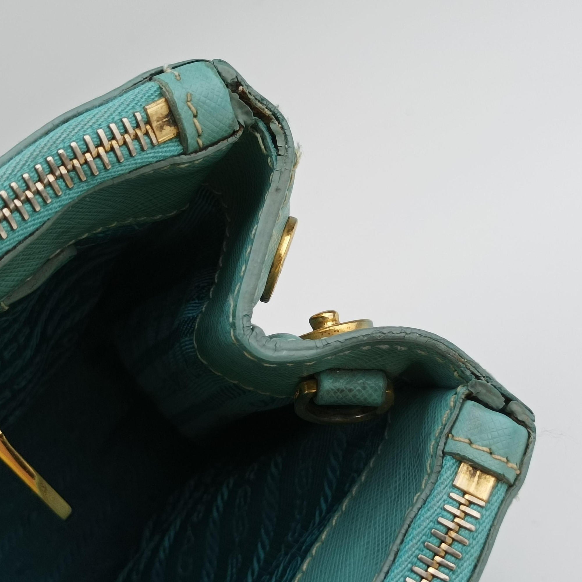 Pre-owned Prada Galleria Blue SAFFIANO Leather BN1801 shoulderbag | stylenewstar