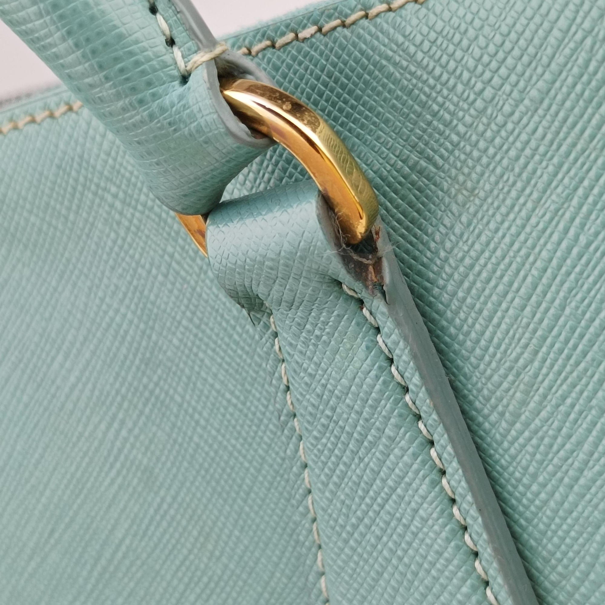Pre-owned Prada Galleria Blue SAFFIANO Leather BN1801 shoulderbag | stylenewstar