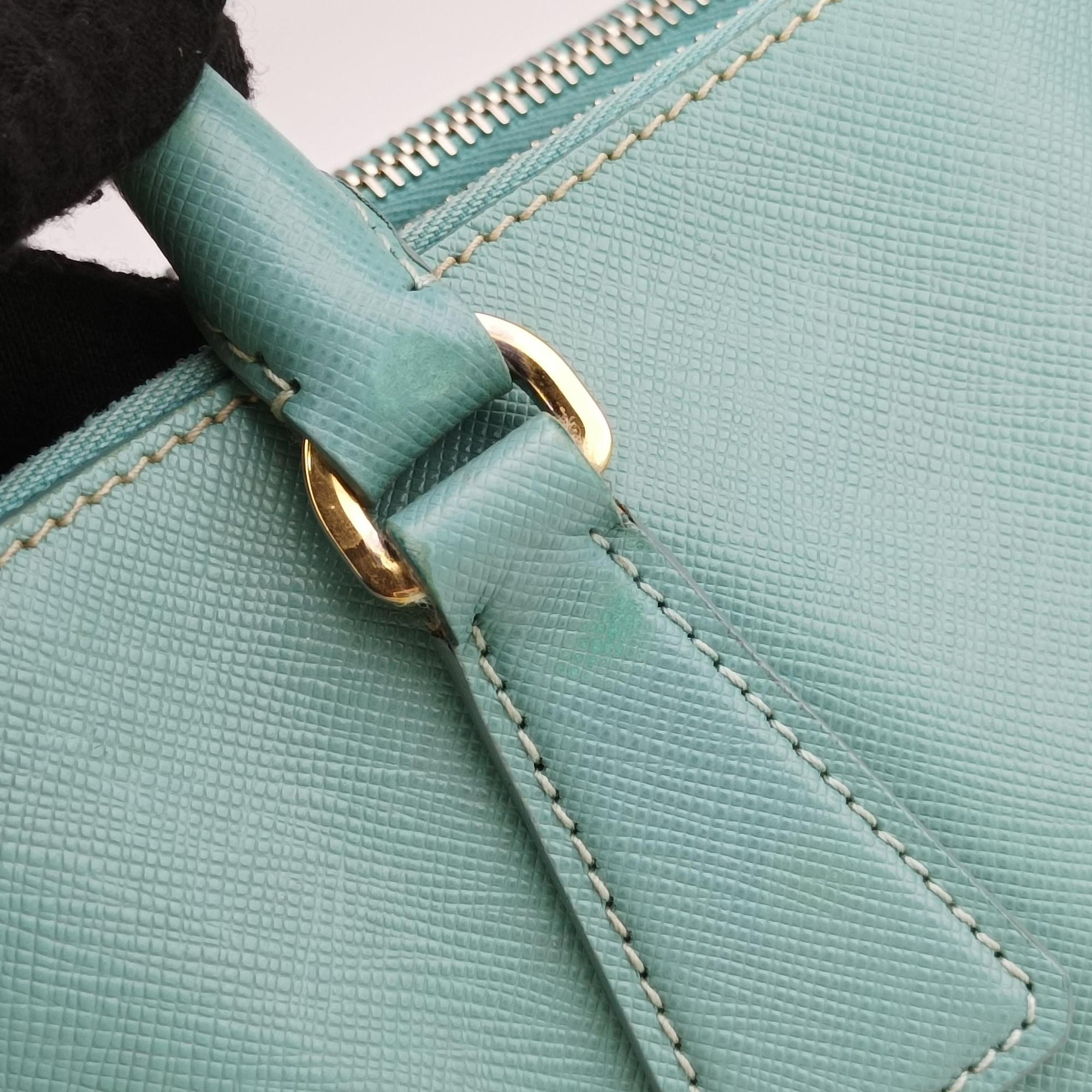 Pre-owned Prada Galleria Blue SAFFIANO Leather BN1801 shoulderbag | stylenewstar
