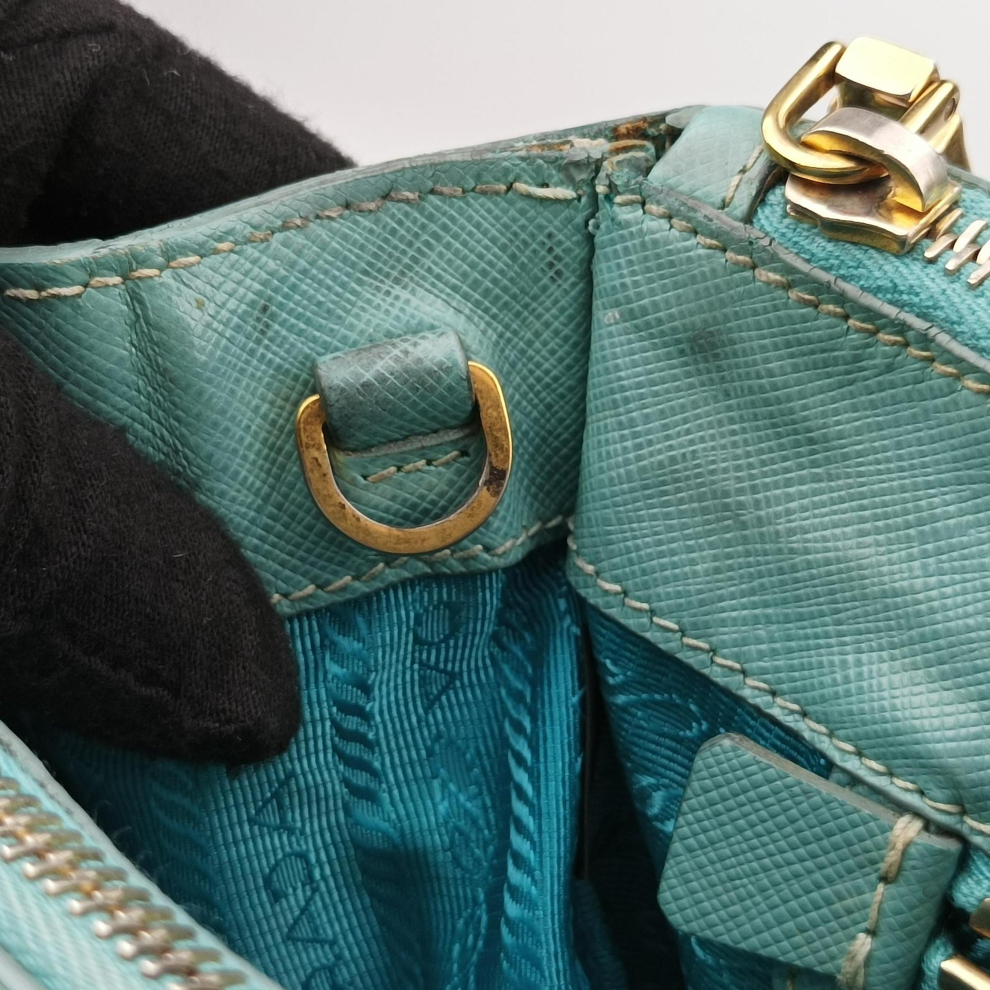 Pre-owned Prada Galleria Blue SAFFIANO Leather BN1801 shoulderbag | stylenewstar