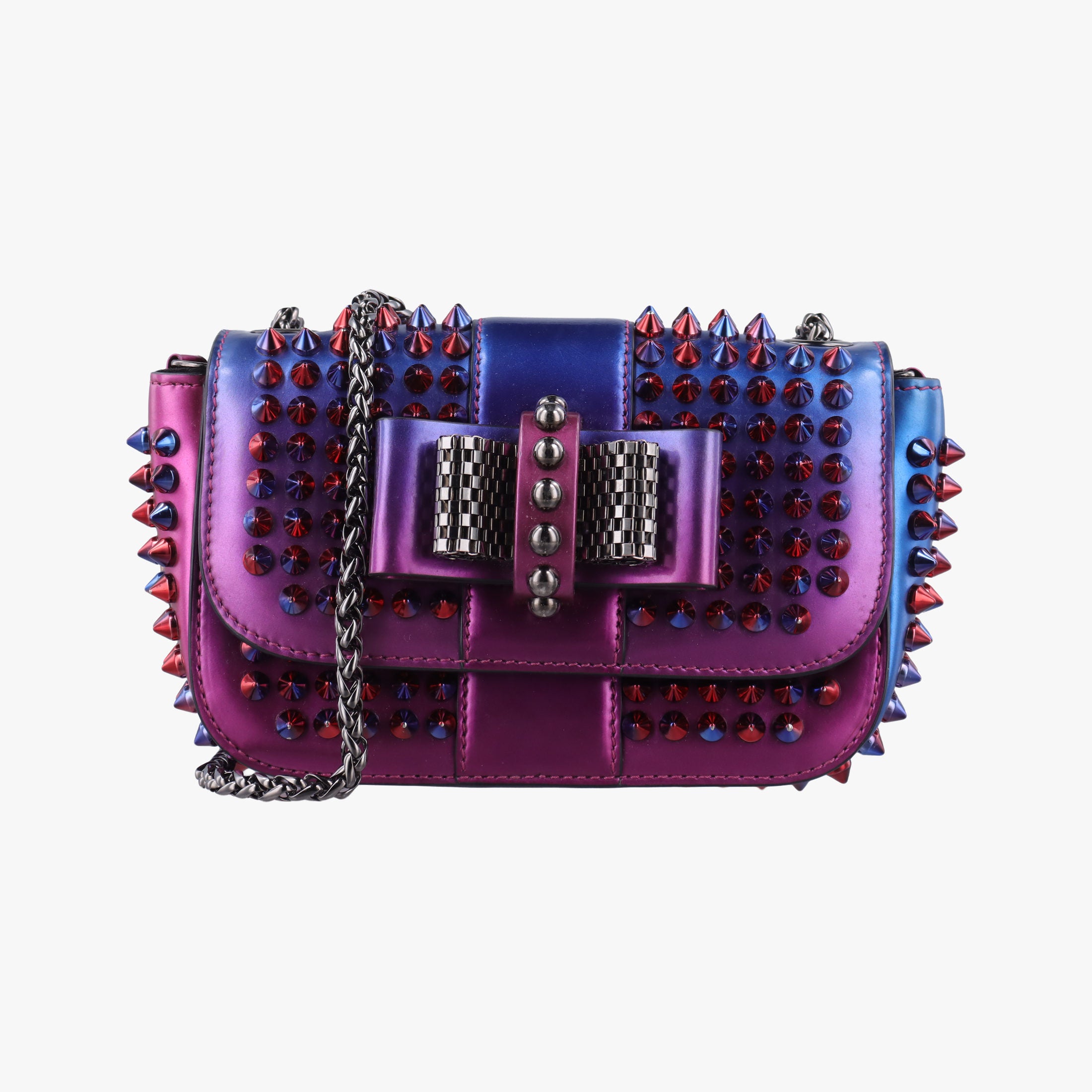 Pre-owned Christian Louboutin Sweet Charity Scarabe Spike Colorful Patent Leather 510463 shoulderbag | stylenewstar