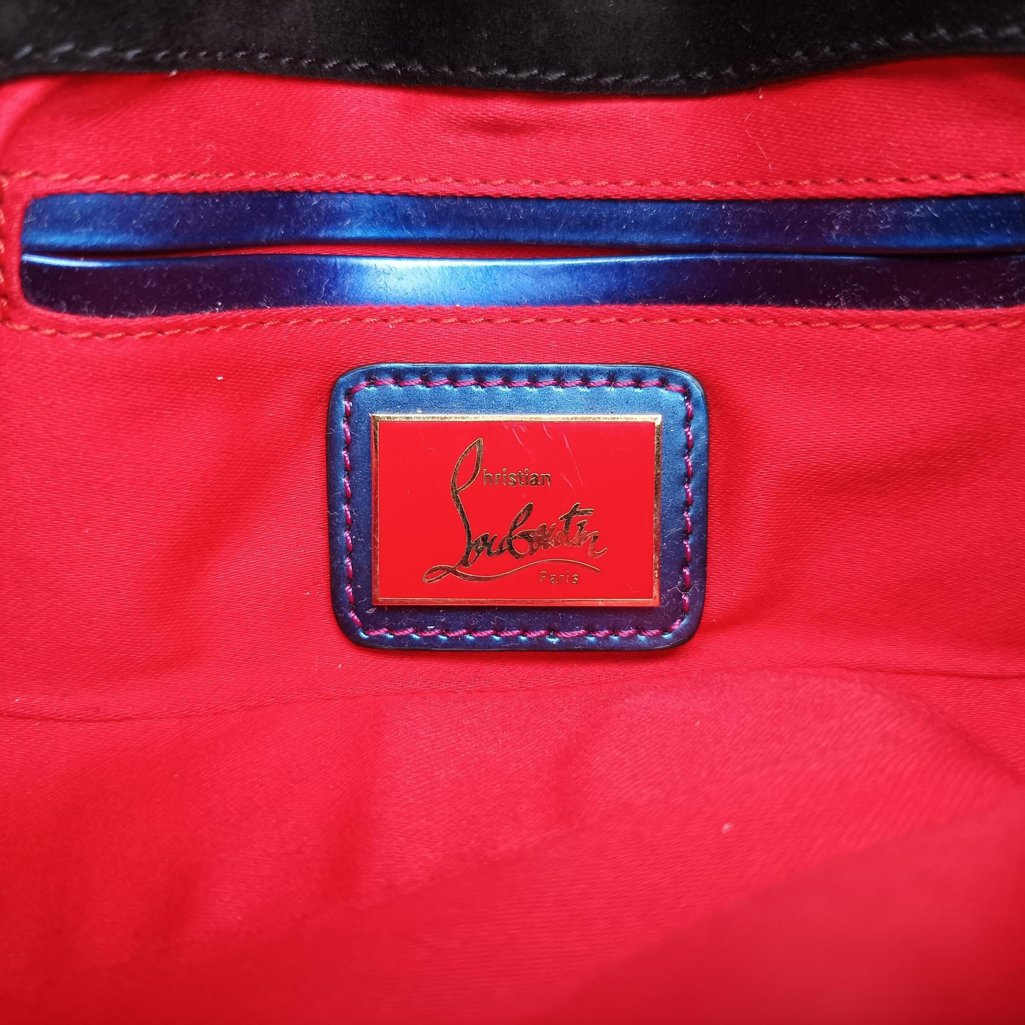 Pre-owned Christian Louboutin Sweet Charity Scarabe Spike Colorful Patent Leather 510463 shoulderbag | stylenewstar