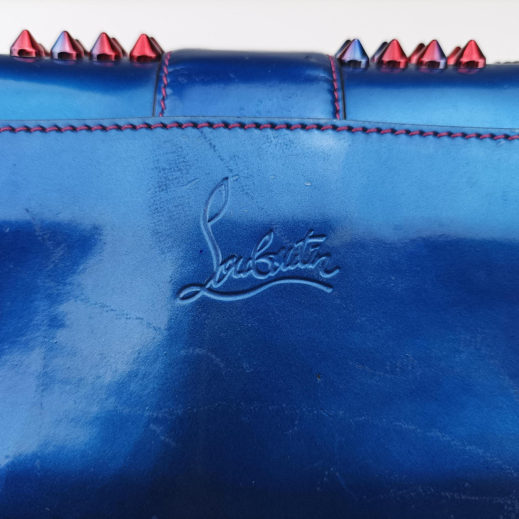 Pre-owned Christian Louboutin Sweet Charity Scarabe Spike Colorful Patent Leather 510463 shoulderbag | stylenewstar