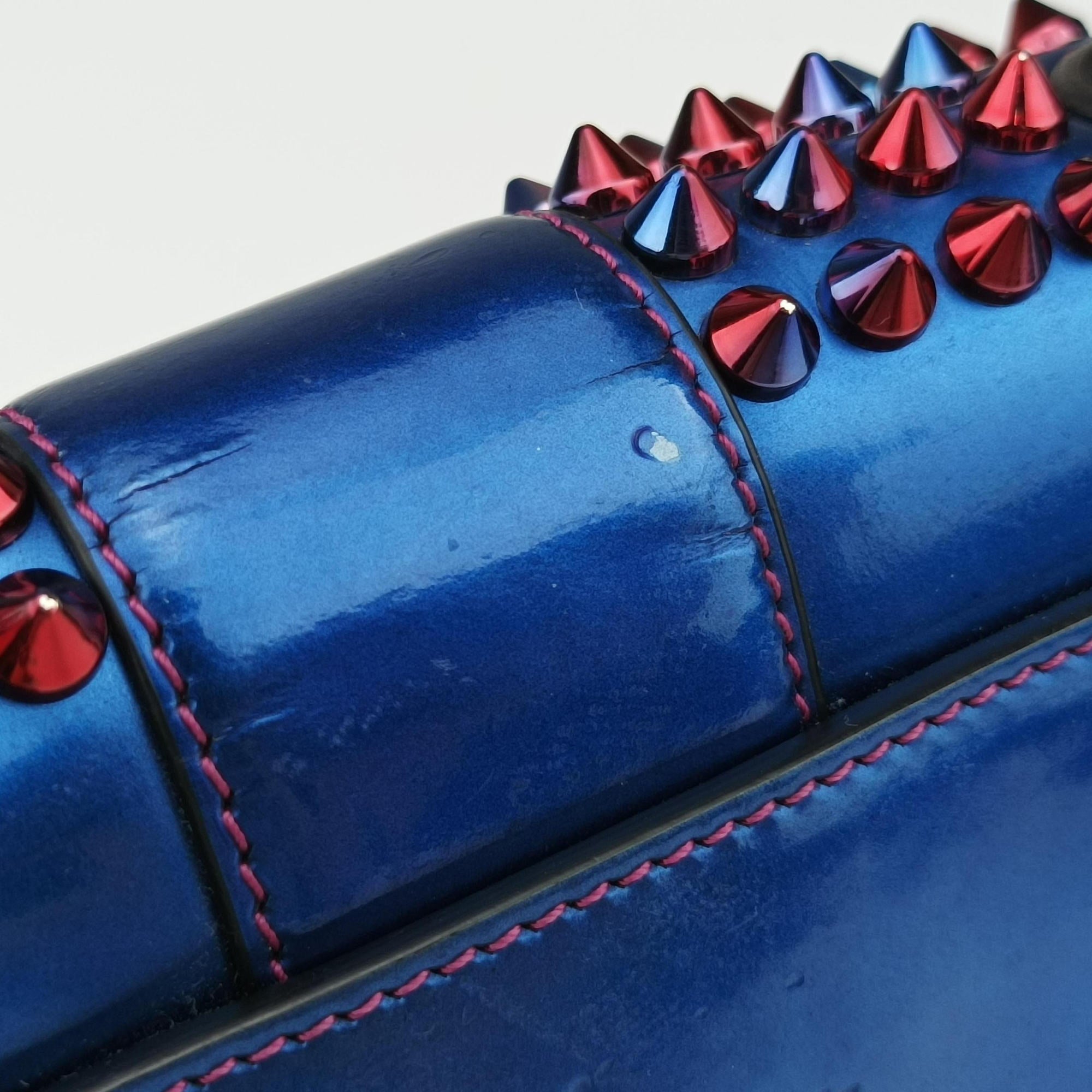 Pre-owned Christian Louboutin Sweet Charity Scarabe Spike Colorful Patent Leather 510463 shoulderbag | stylenewstar