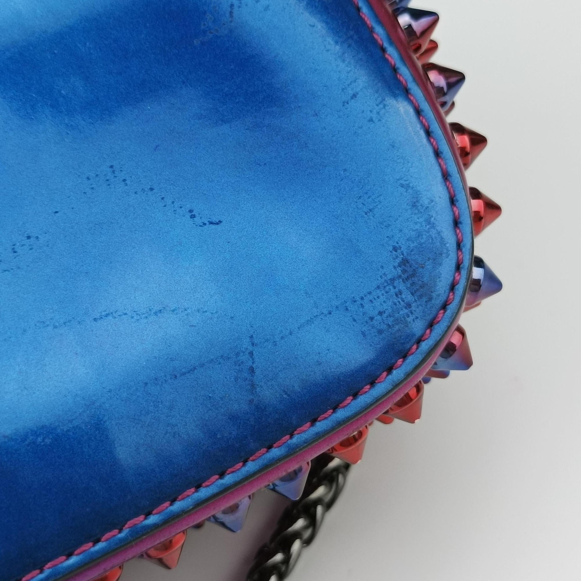Pre-owned Christian Louboutin Sweet Charity Scarabe Spike Colorful Patent Leather 510463 shoulderbag | stylenewstar