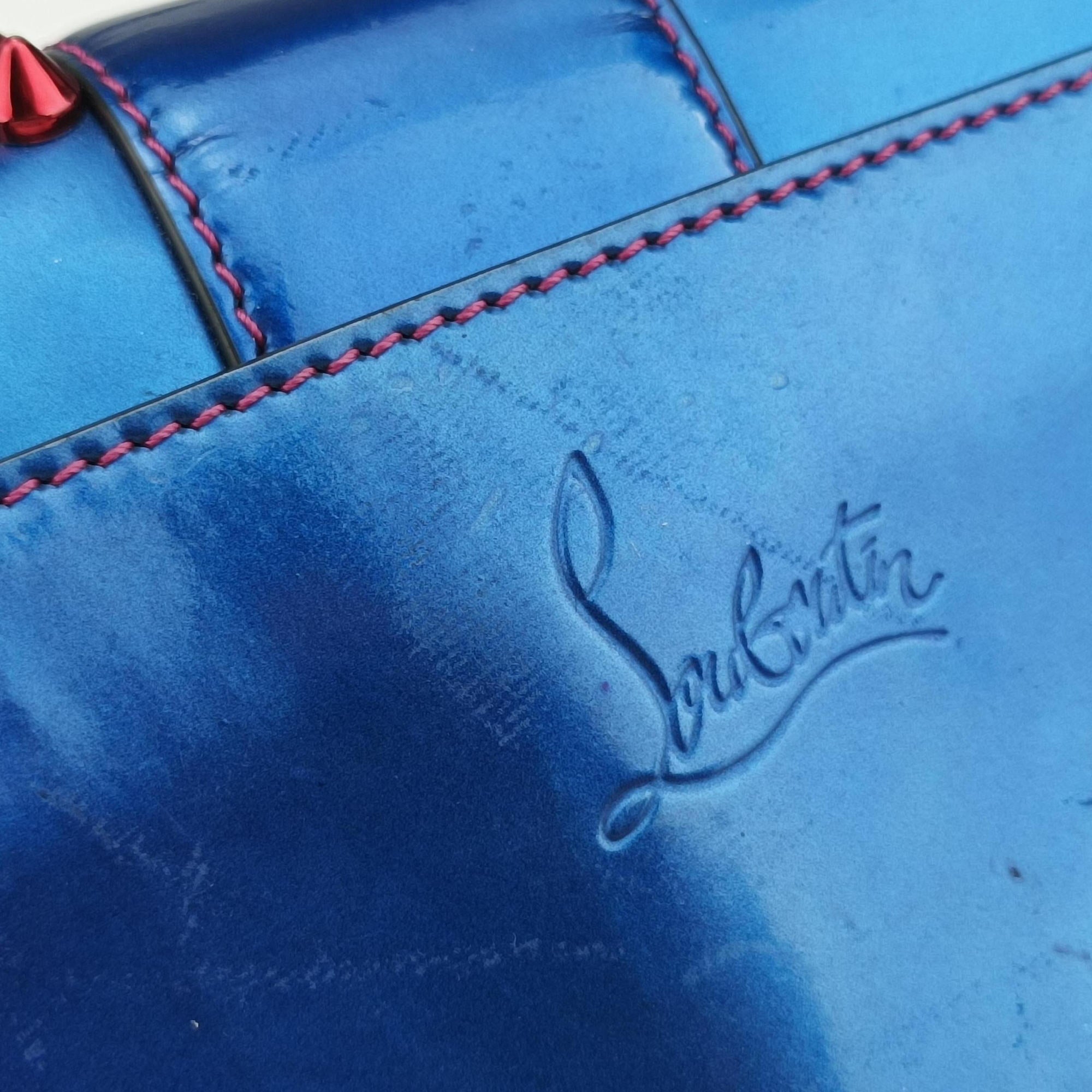 Pre-owned Christian Louboutin Sweet Charity Scarabe Spike Colorful Patent Leather 510463 shoulderbag | stylenewstar