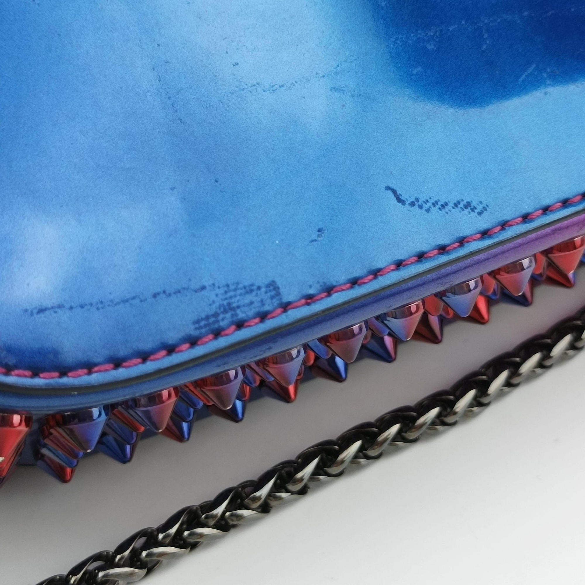 Pre-owned Christian Louboutin Sweet Charity Scarabe Spike Colorful Patent Leather 510463 shoulderbag | stylenewstar