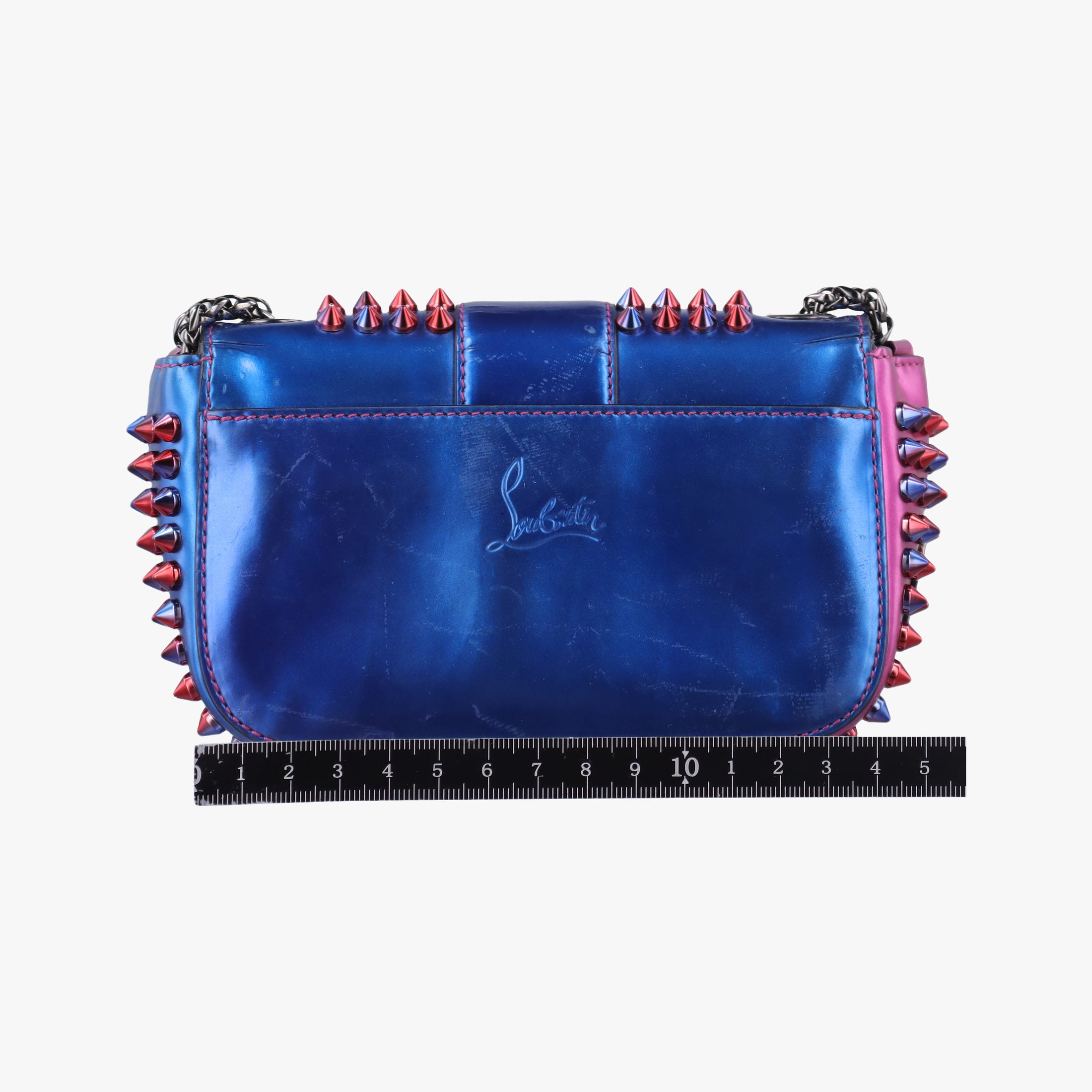 Pre-owned Christian Louboutin Sweet Charity Scarabe Spike Colorful Patent Leather 510463 shoulderbag | stylenewstar