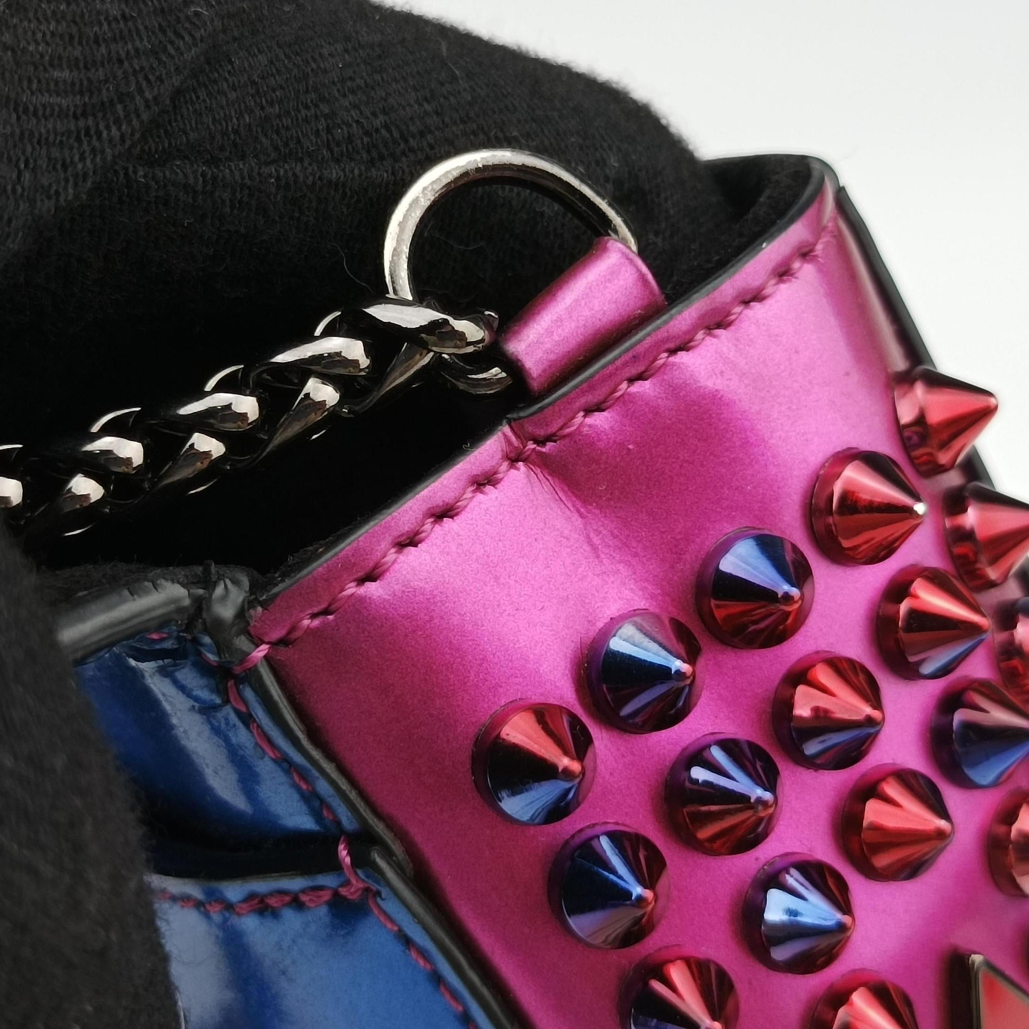 Pre-owned Christian Louboutin Sweet Charity Scarabe Spike Colorful Patent Leather 510463 shoulderbag | stylenewstar