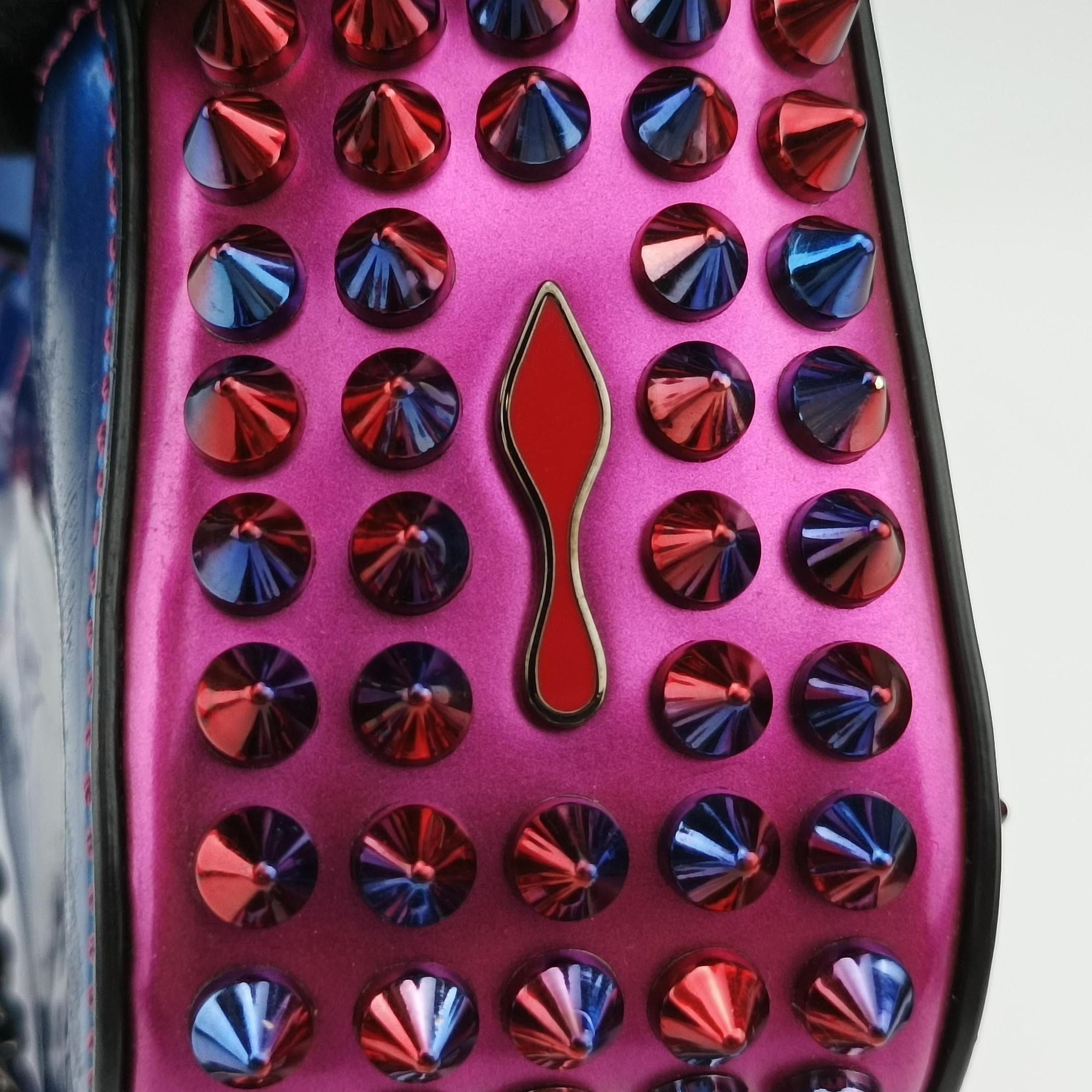 Pre-owned Christian Louboutin Sweet Charity Scarabe Spike Colorful Patent Leather 510463 shoulderbag | stylenewstar