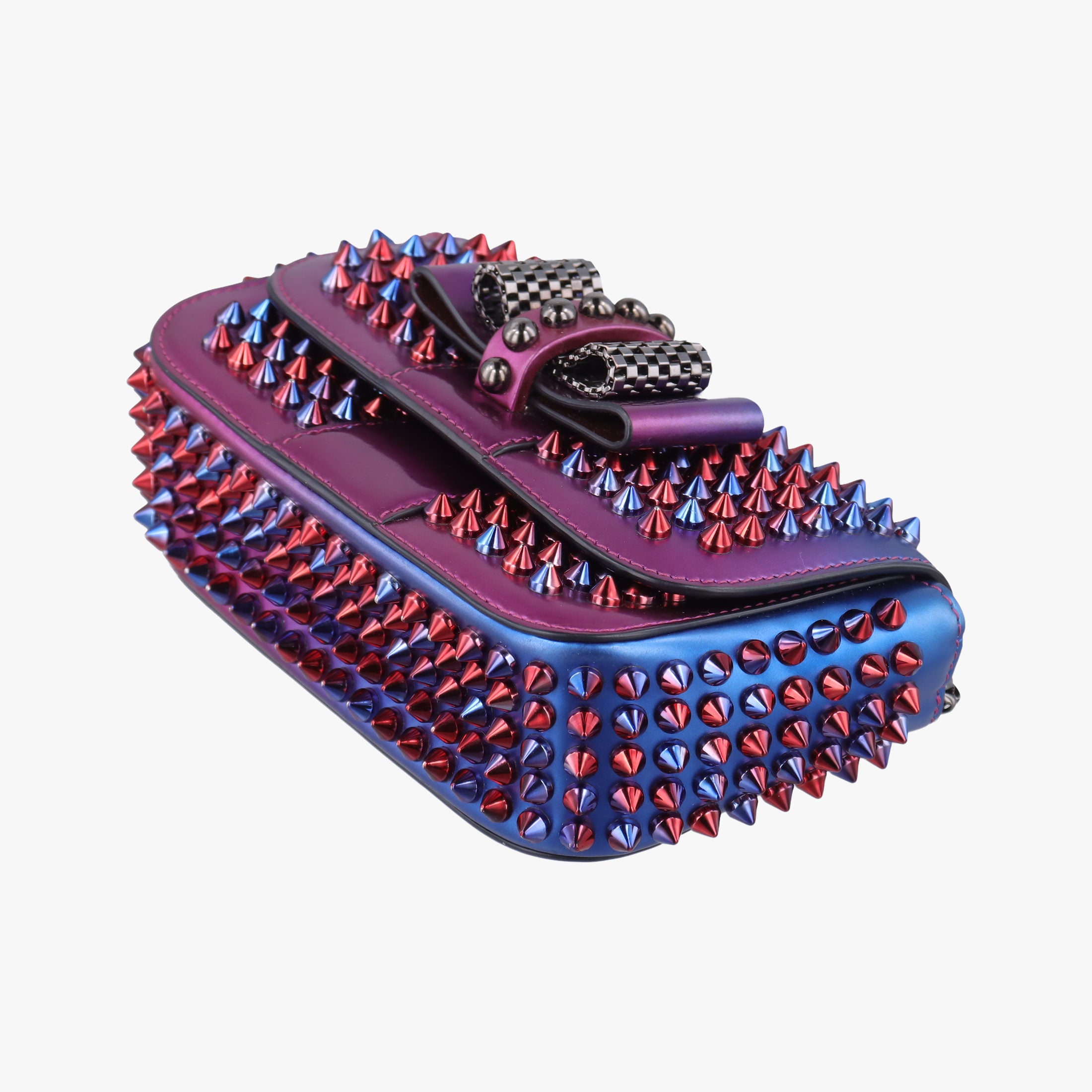 Pre-owned Christian Louboutin Sweet Charity Scarabe Spike Colorful Patent Leather 510463 shoulderbag | stylenewstar