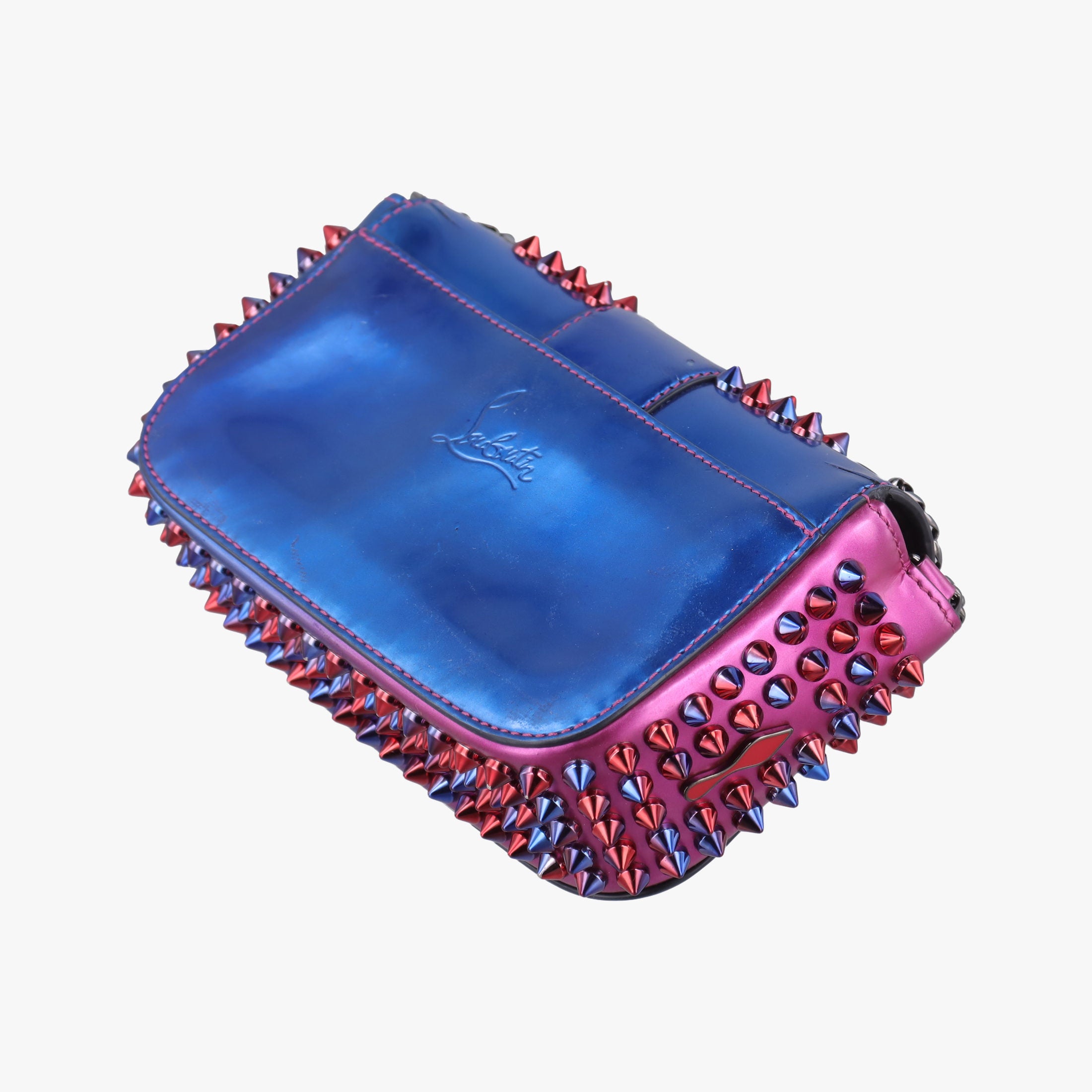 Pre-owned Christian Louboutin Sweet Charity Scarabe Spike Colorful Patent Leather 510463 shoulderbag | stylenewstar