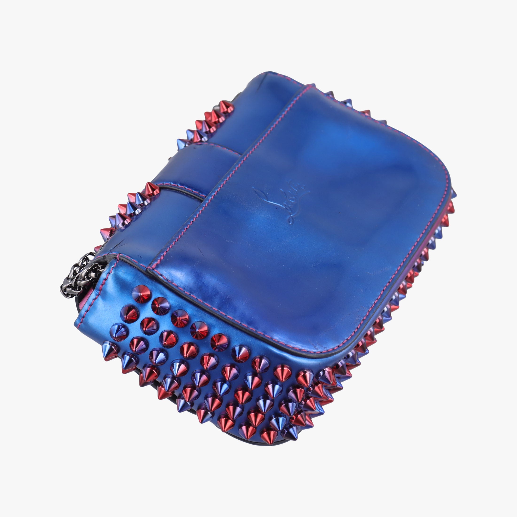 Pre-owned Christian Louboutin Sweet Charity Scarabe Spike Colorful Patent Leather 510463 shoulderbag | stylenewstar