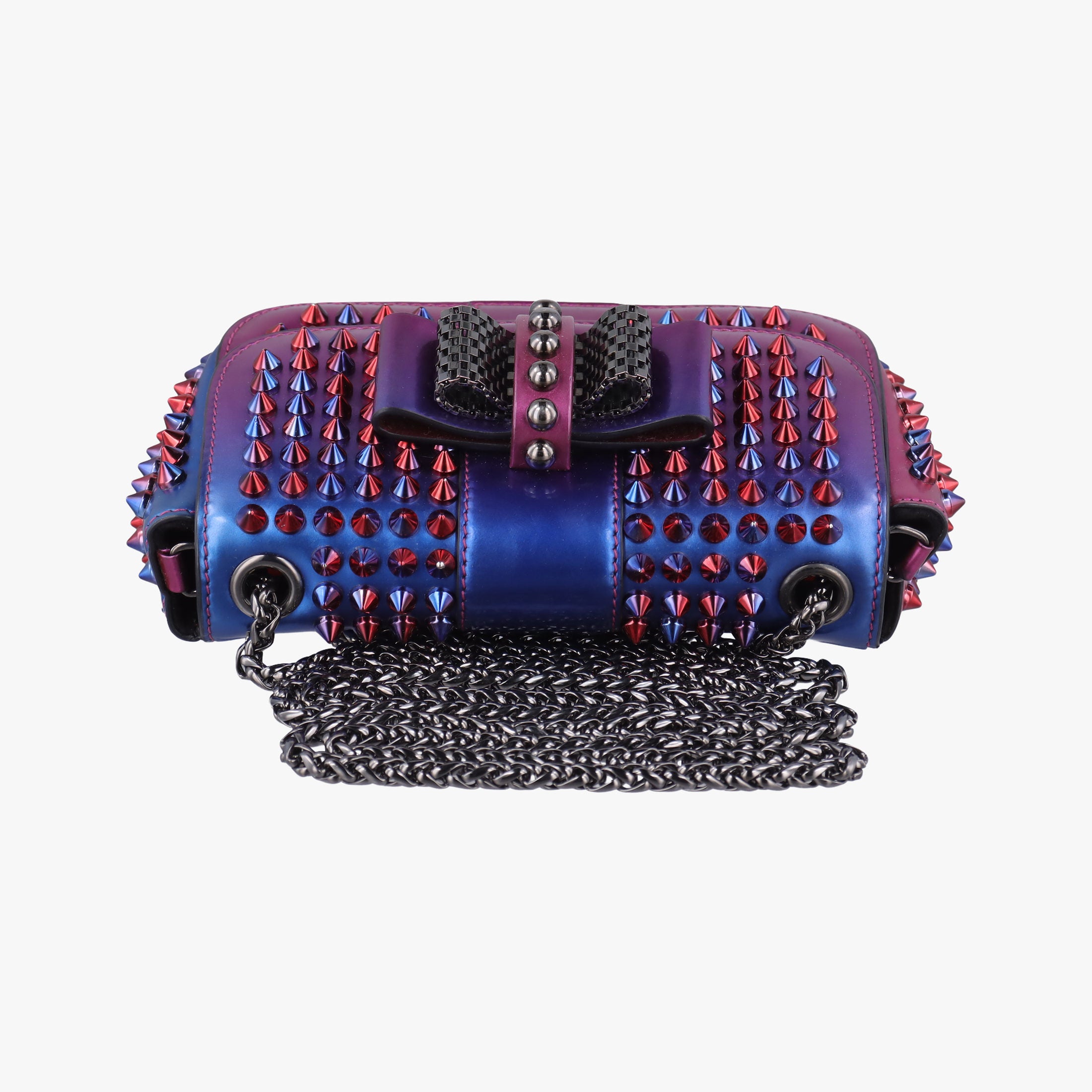 Pre-owned Christian Louboutin Sweet Charity Scarabe Spike Colorful Patent Leather 510463 shoulderbag | stylenewstar