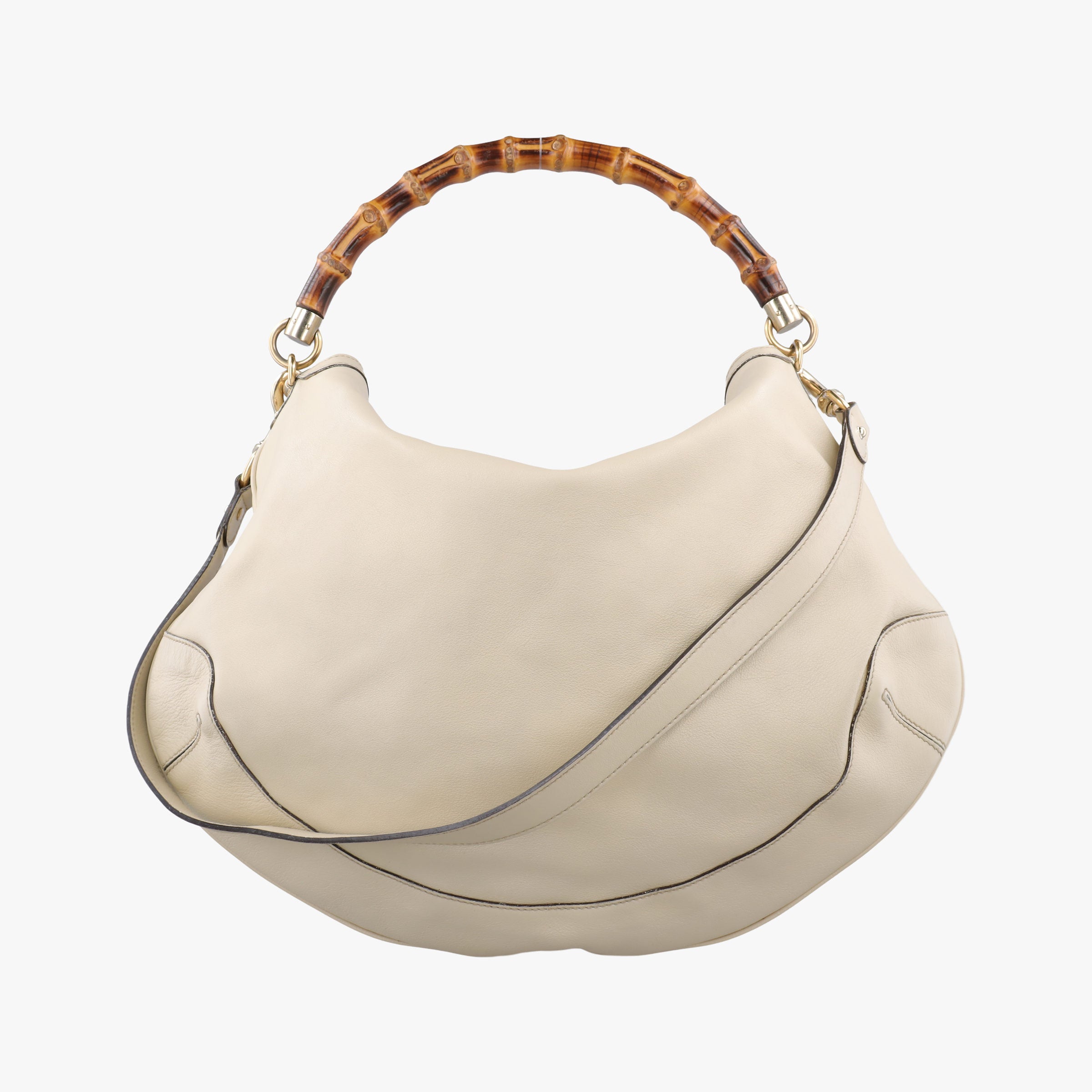 Pre-owned Gucci Bamboo White Leather 169976 shoulderbag | stylenewstar