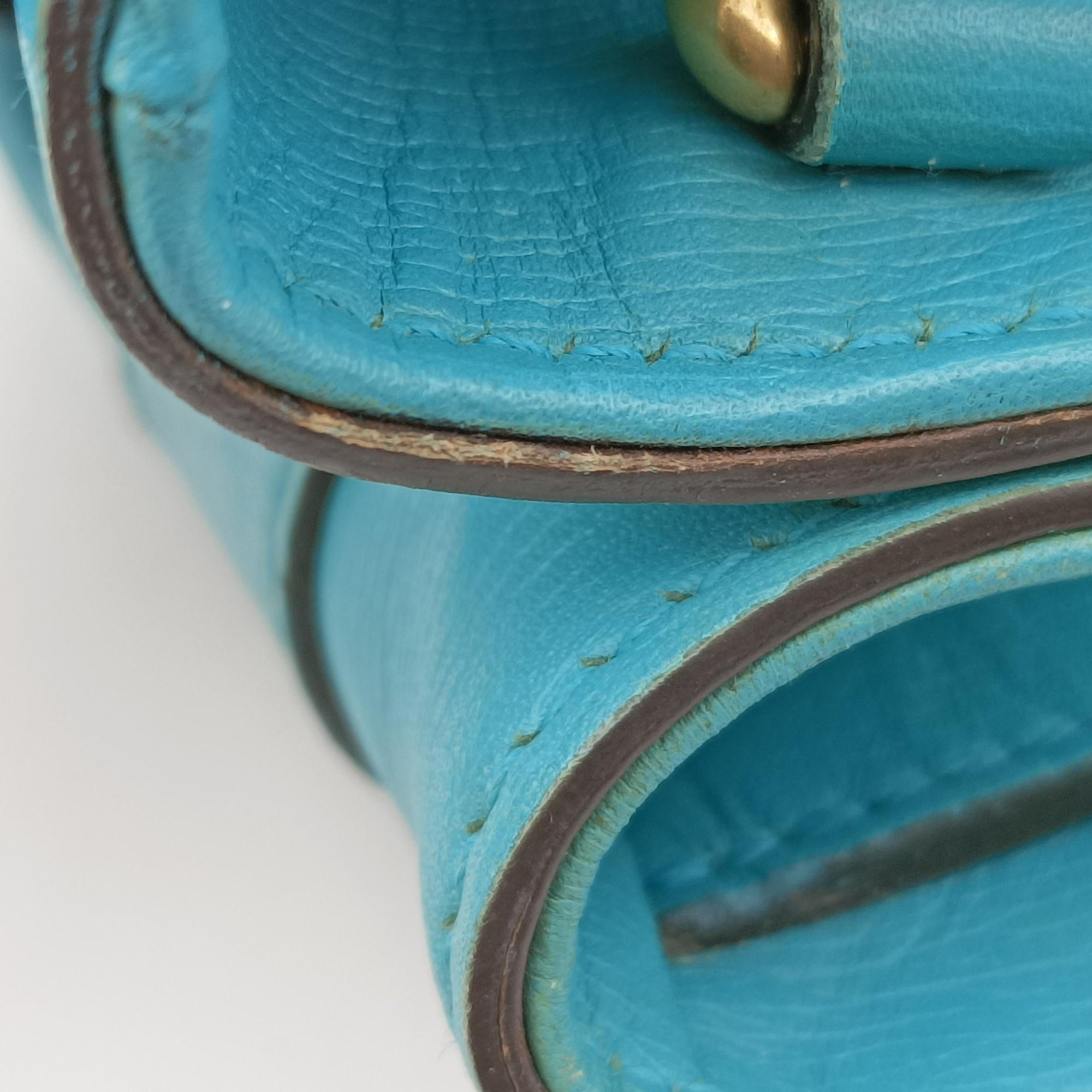 Pre-owned Gucci Bright Bit Blue Leather 319795 shoulderbag | stylenewstar