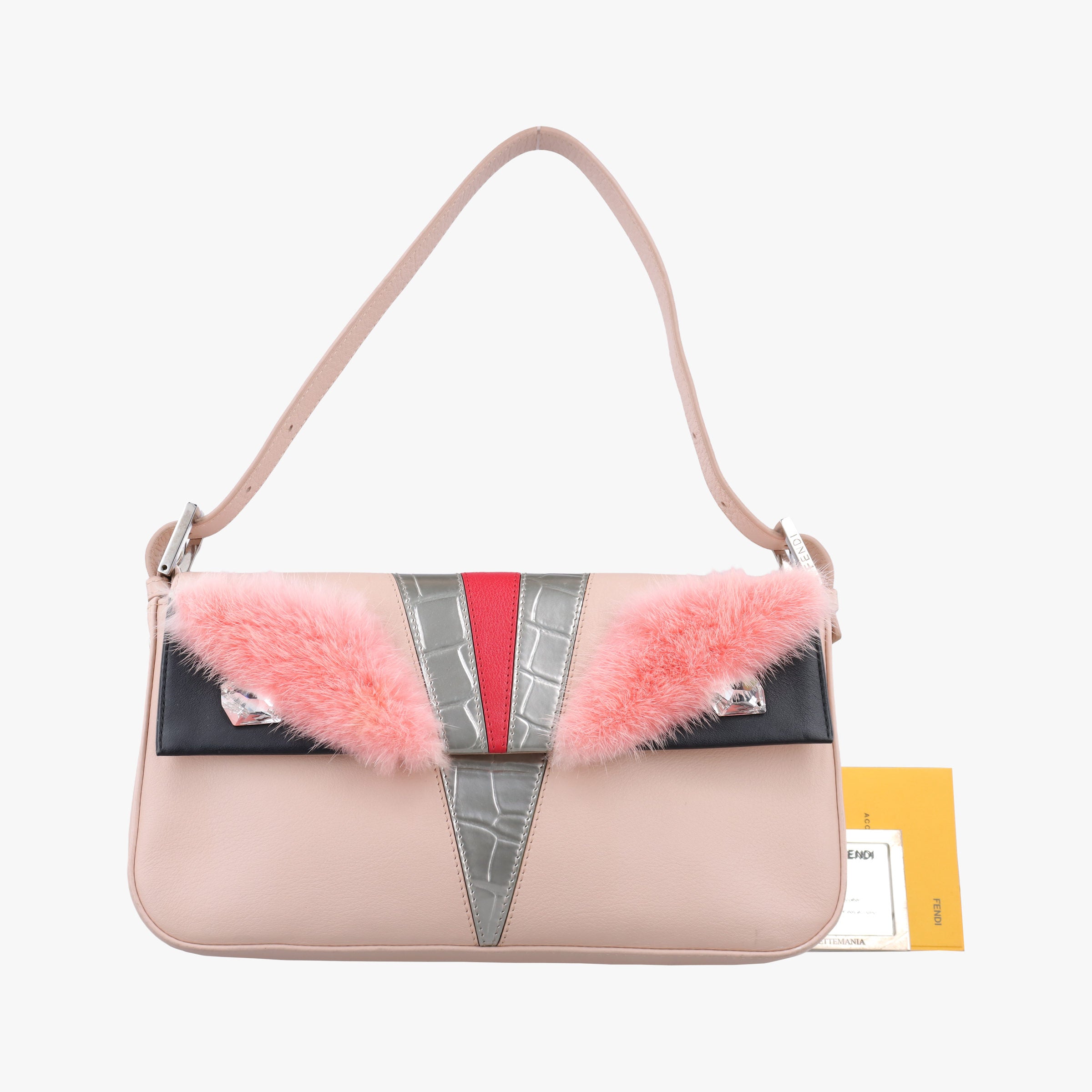 Pre-owned Fendi monster Baguette Pink Leather 8BR600 shoulderbag | stylenewstar