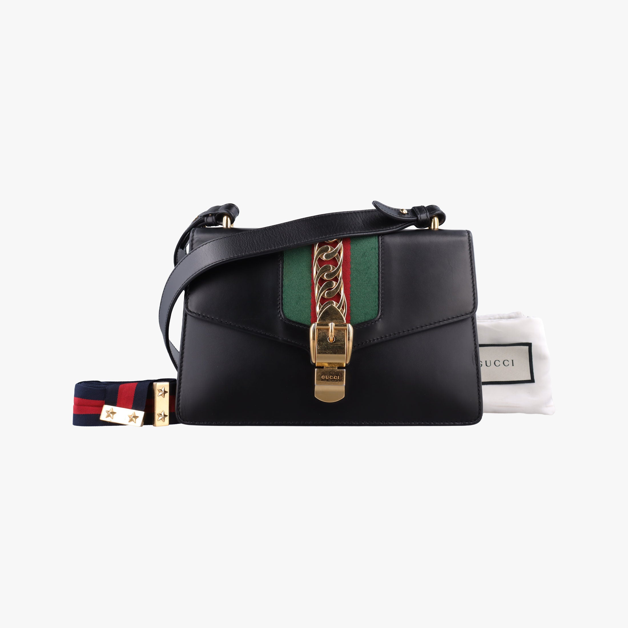 Pre-owned Gucci Sylvie Black Leather 421882 shoulderbag | stylenewstar