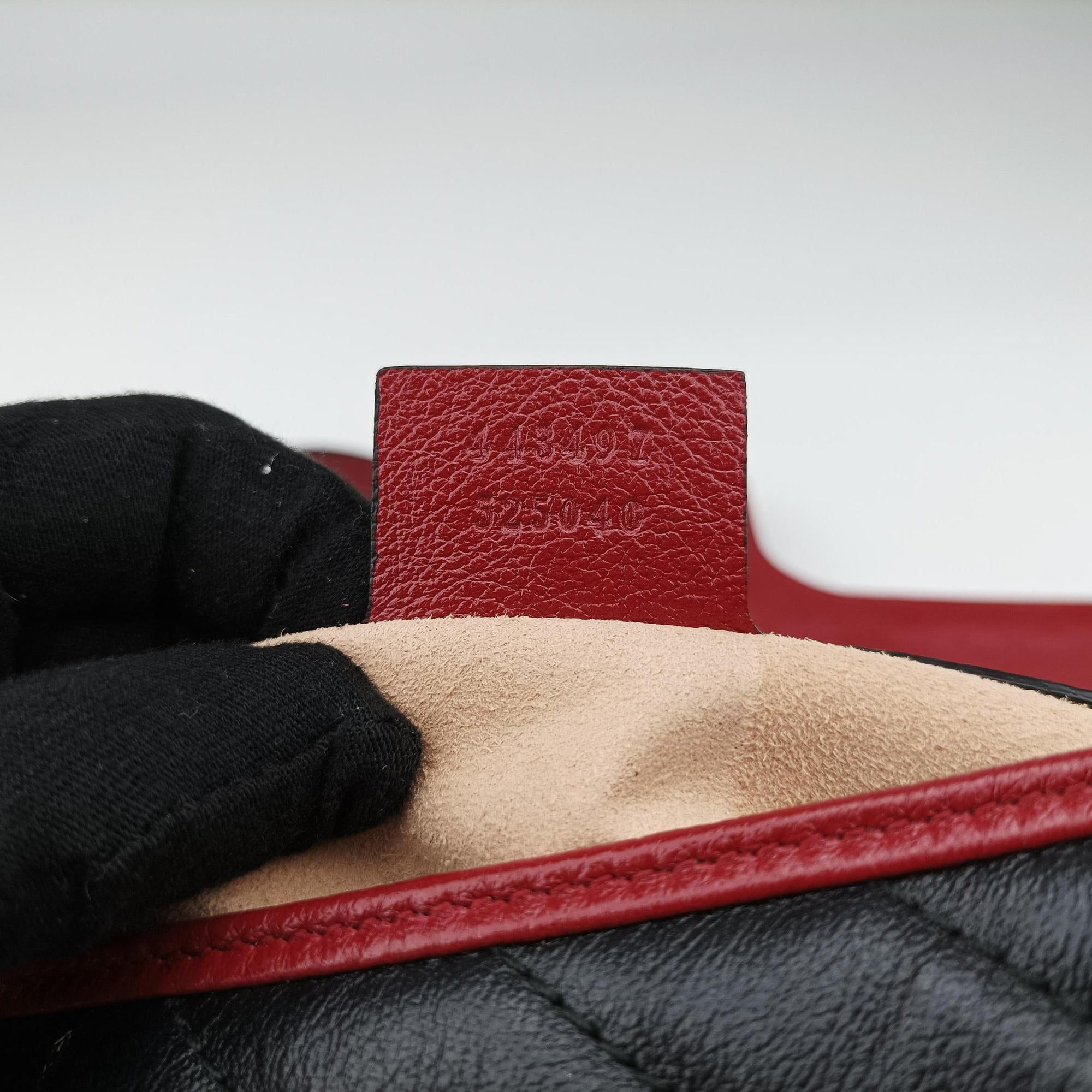 Pre-owned Gucci GG Marmont Black×red Leather 443497 shoulderbag | stylenewstar