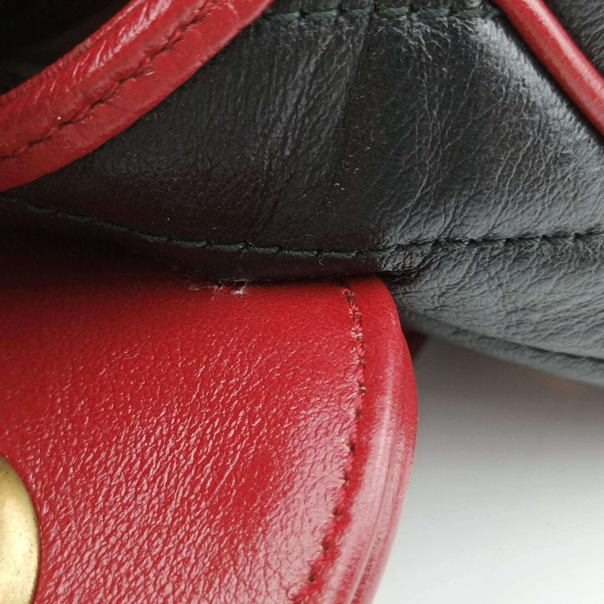 Pre-owned Gucci GG Marmont Black×red Leather 443497 shoulderbag | stylenewstar